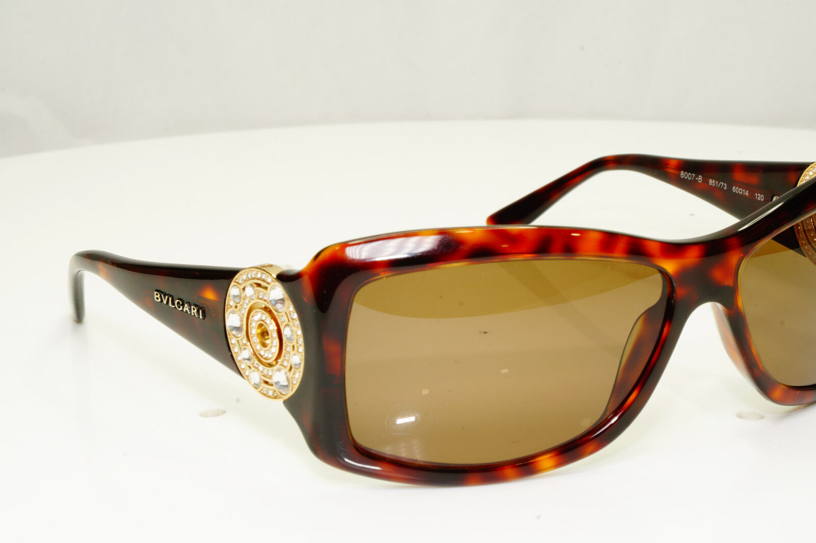 Bvlgari Womens Vintage Sunglasses Gold Circle Crystal Brown 8007-B 851/73 33978