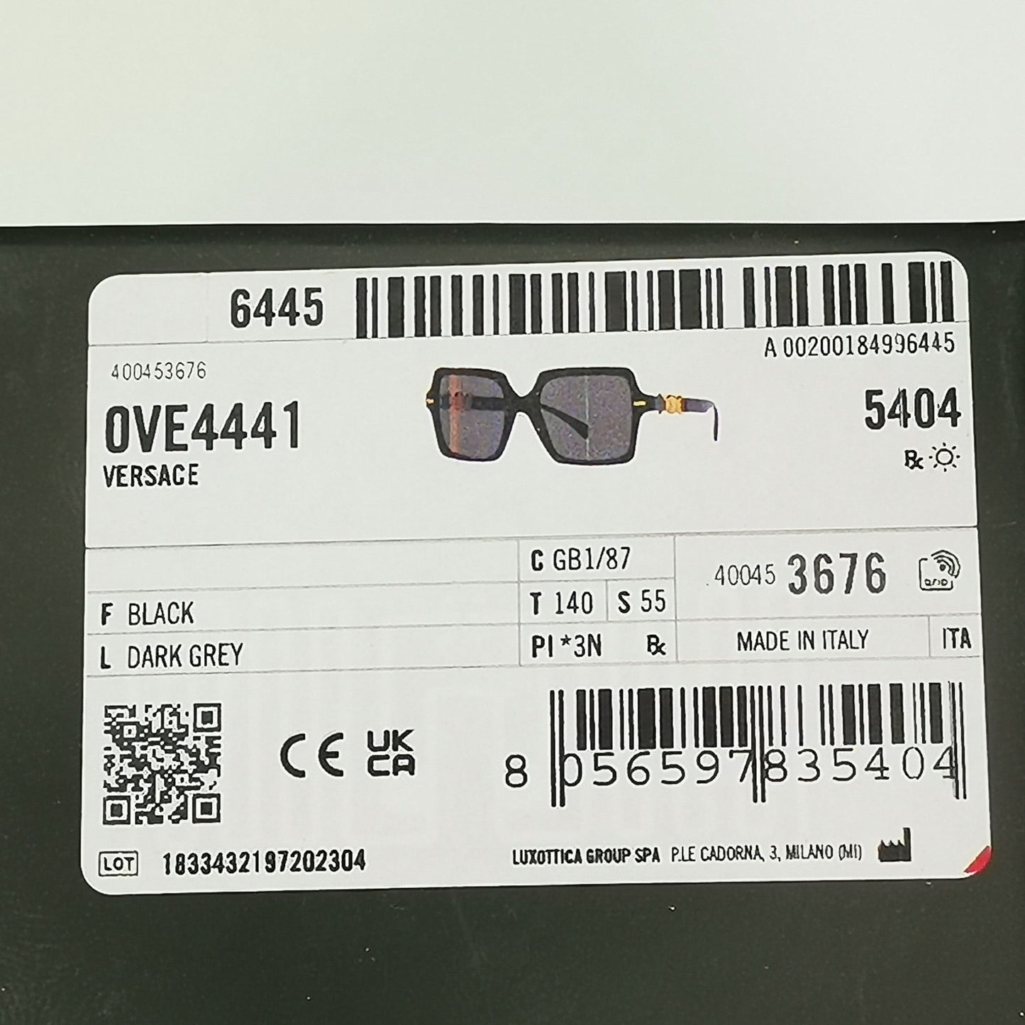 Versace Sunglasses Black Gold Medusa Square Oversized Large MOD VE 4441 GB1/87