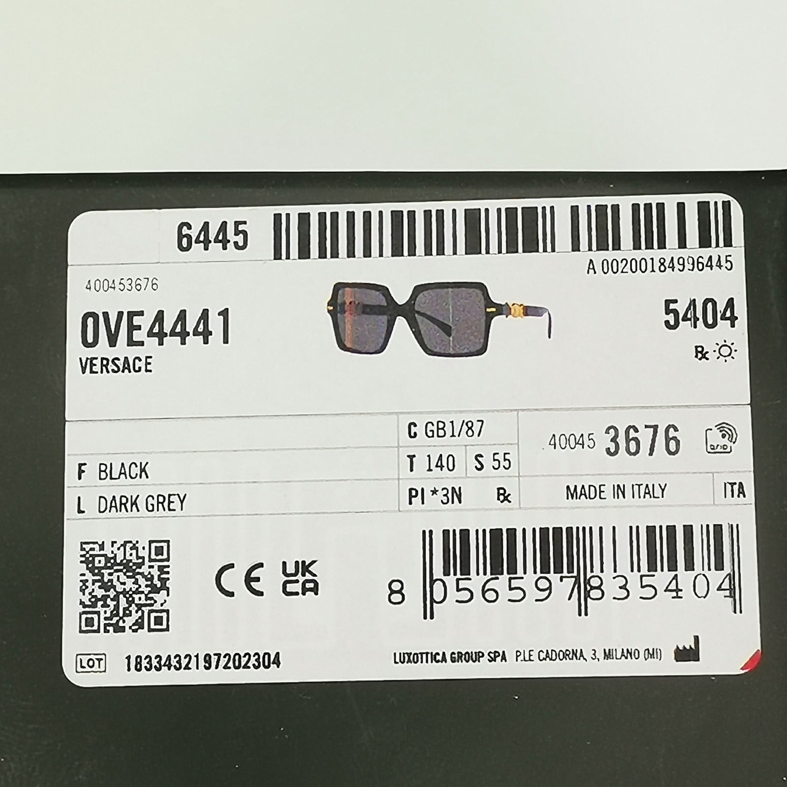 Versace Sunglasses Black Gold Medusa Square Oversized Large MOD VE 4441 GB1/87
