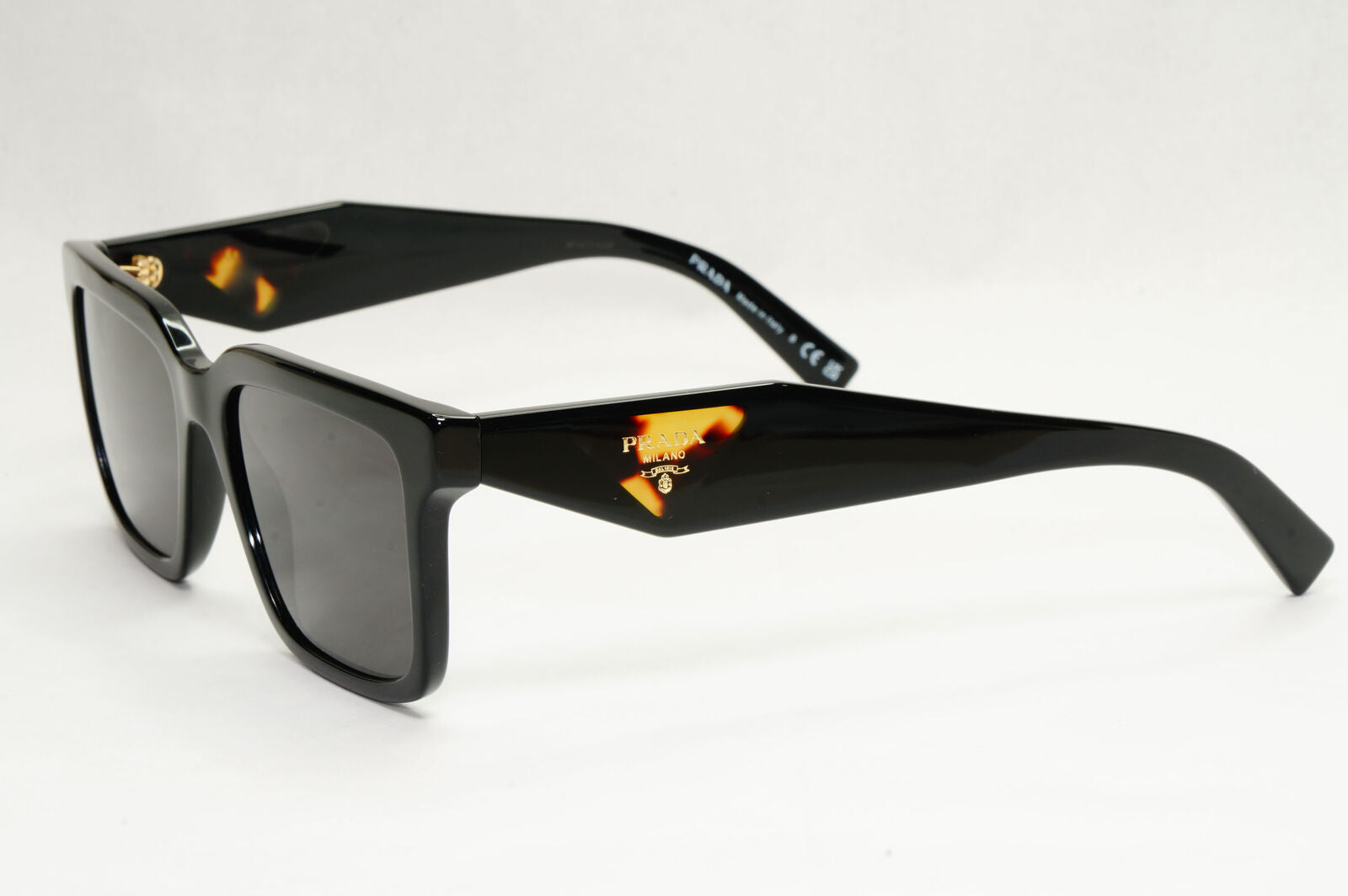 Prada Sunglasses Black Triangle Symbole Square PR10YV VPR 10Y 1AB-1O1 52mm