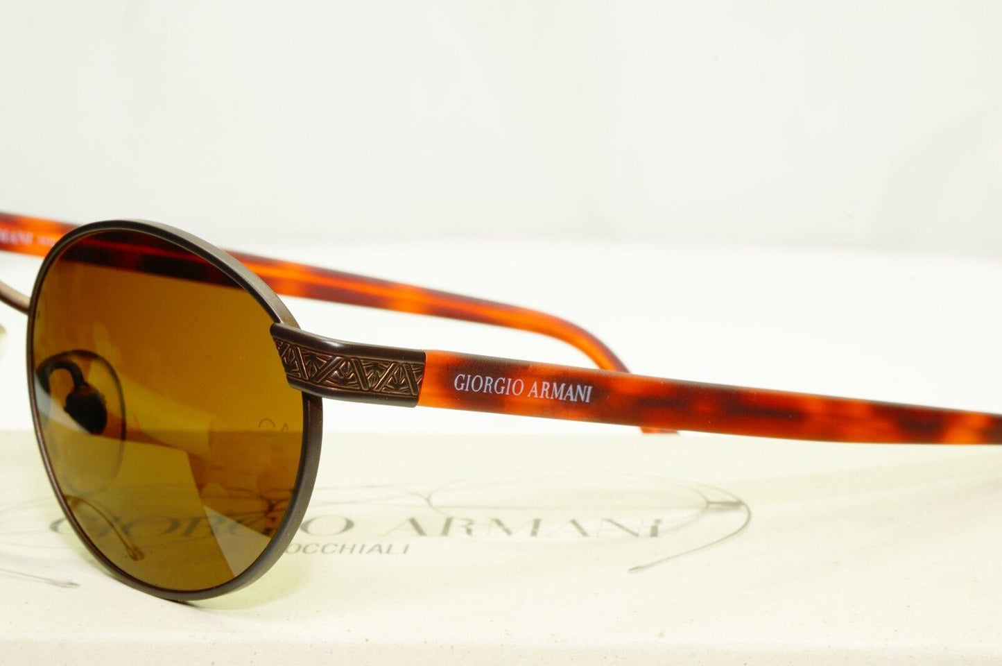 Giorgio Armani 1997 Vintage Sunglasses Oval Metal Brown Tortoise 633 883 49mm