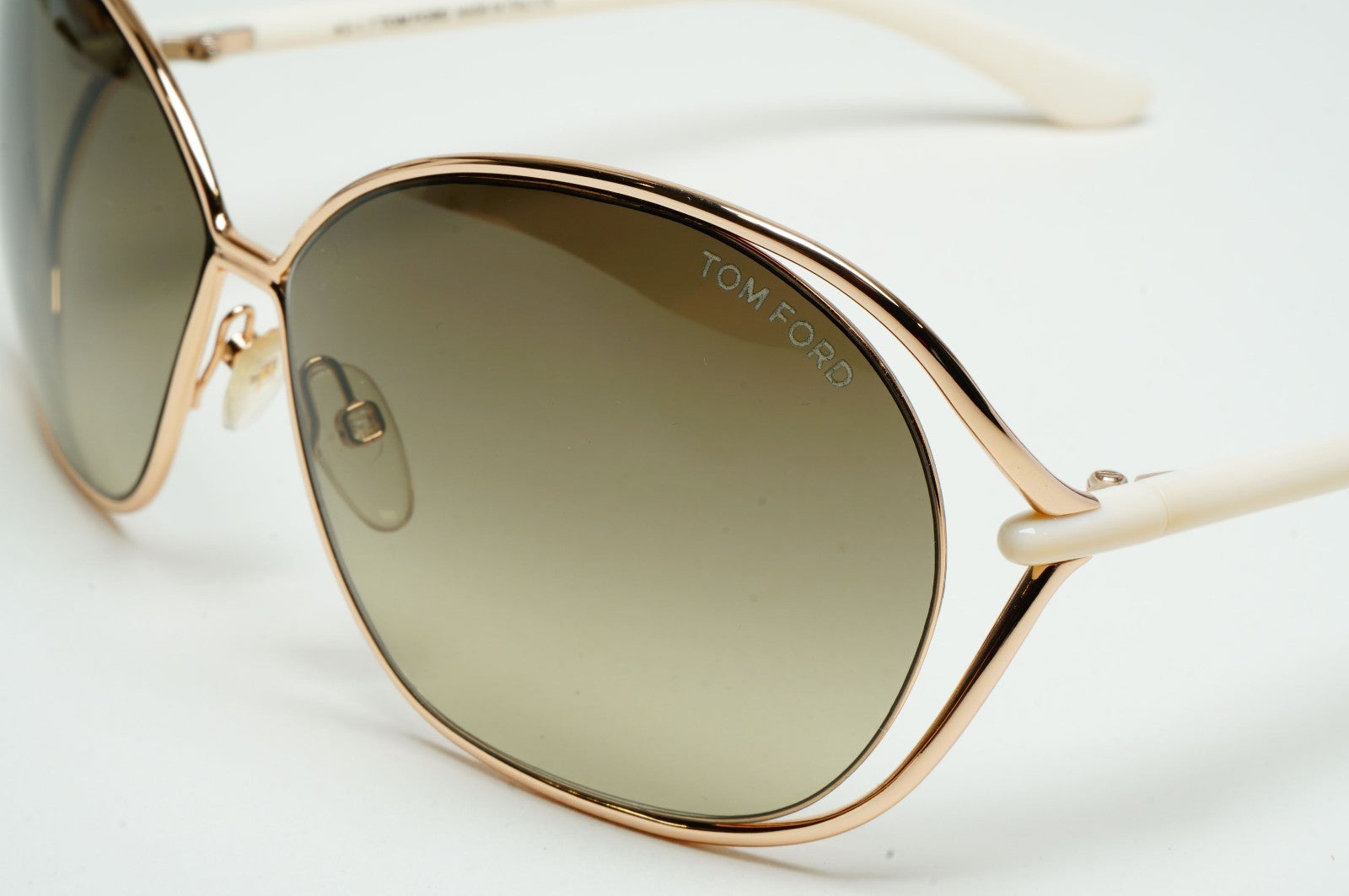 Tom Ford Sunglasses Carla Gold Grey Green Gradient White FT0157 TF 157 28P