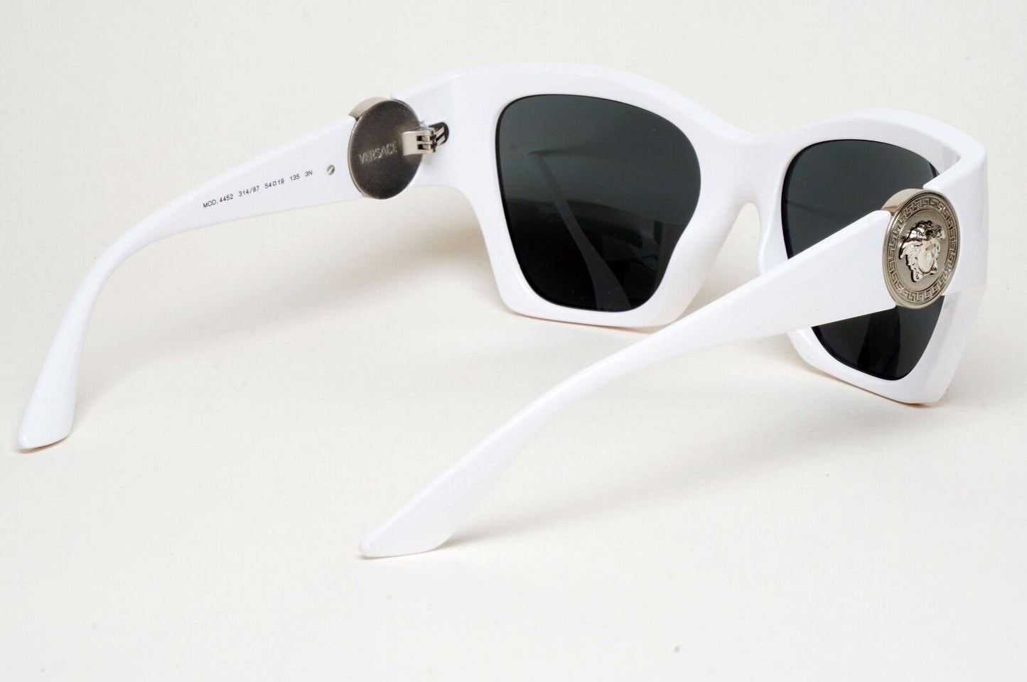 Versace Sunglasses White Silver Medusa Grey Square MOD VE 4452 314/87 54mm