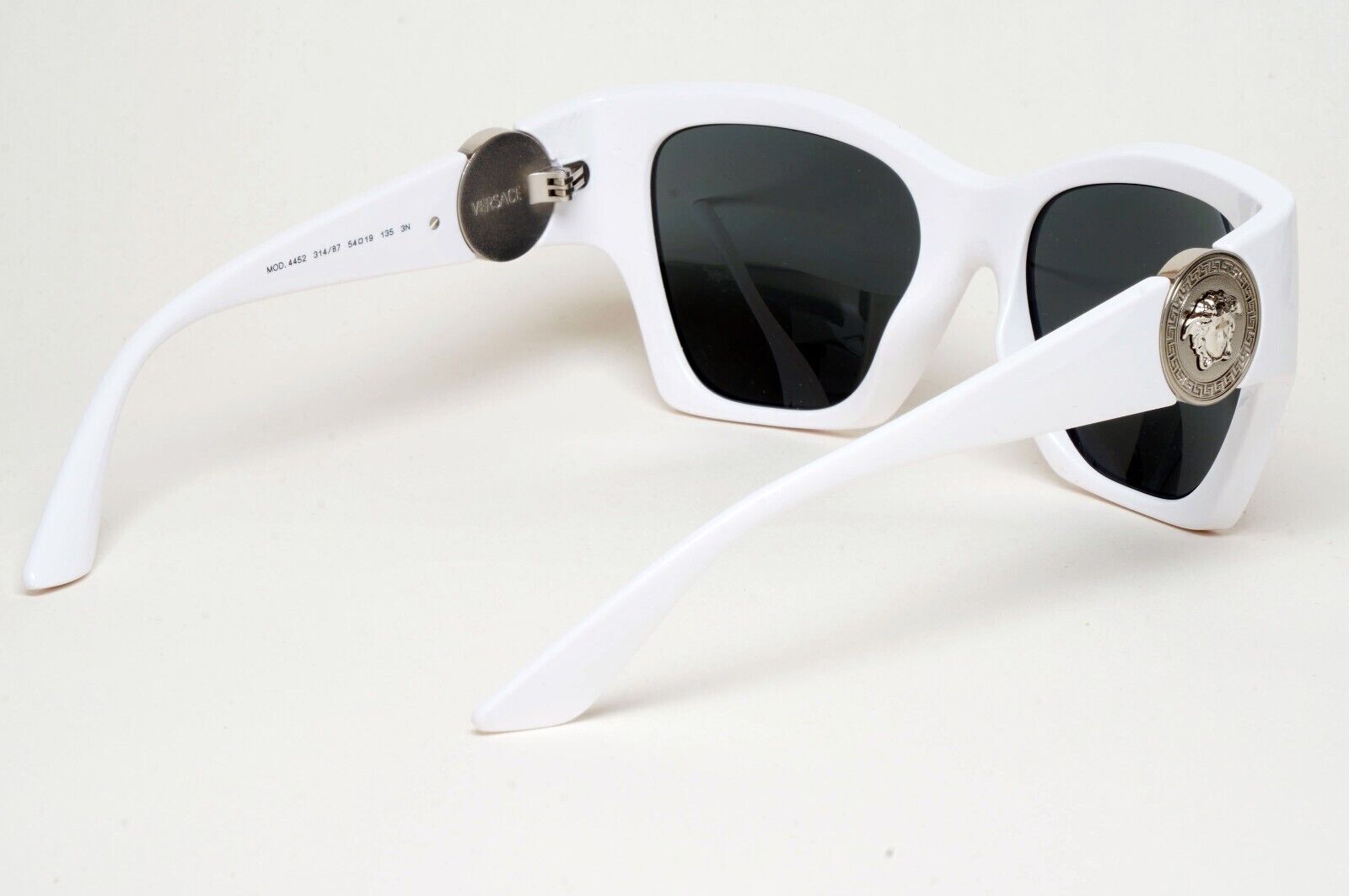 Versace Sunglasses White Silver Medusa Grey Square MOD VE 4452 314/87 54mm