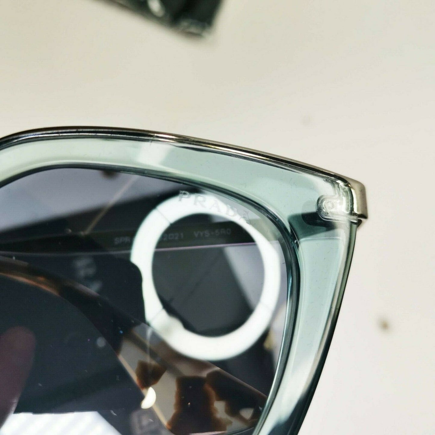 Prada Silver Blue Grey Square Sunglasses Cinema Collection Women SPR 53S VYS-5R0