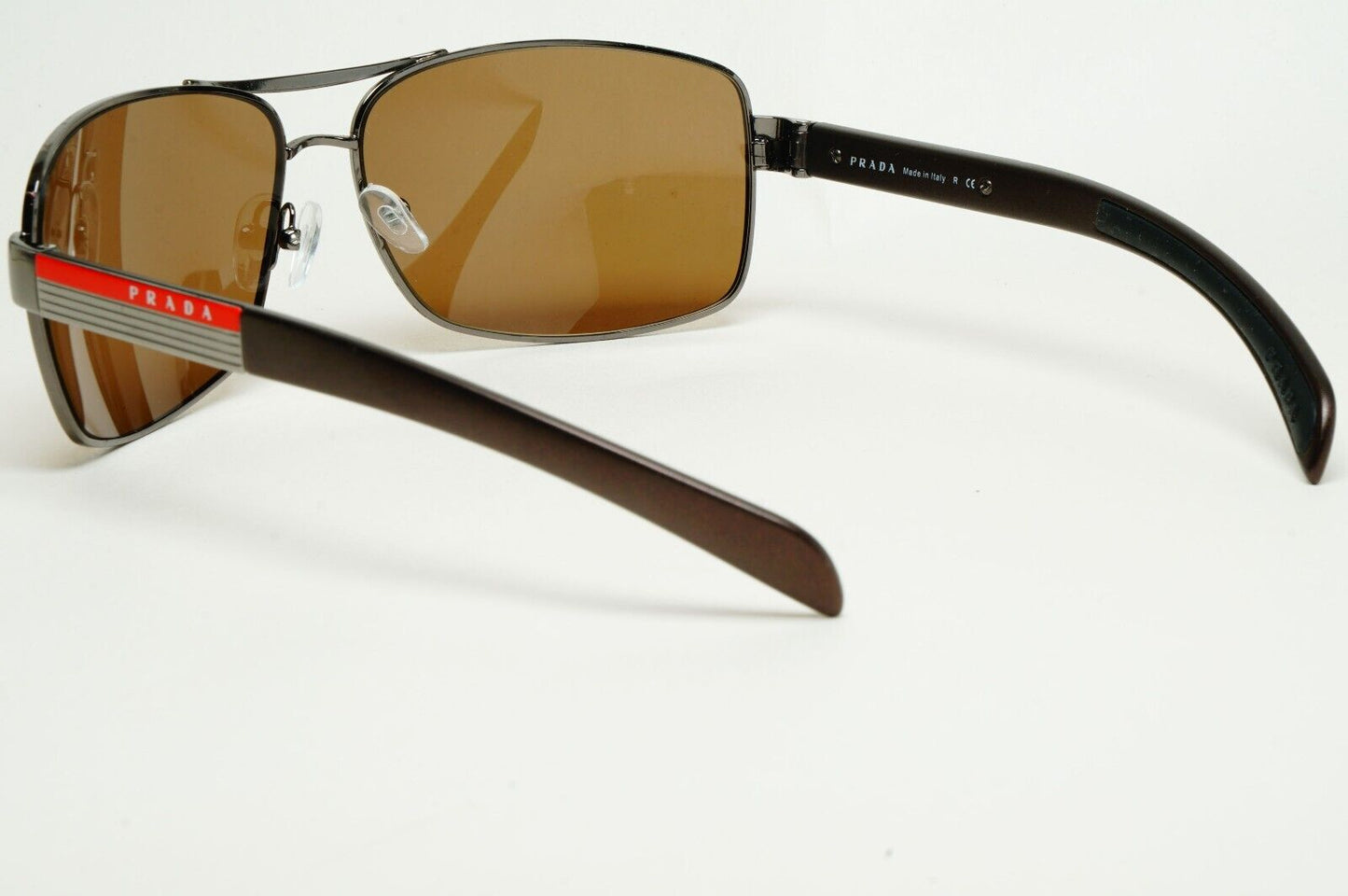 Prada Sunglasses Brown Gunmetal Wrap Navigator PS54IS SPS 54I 5AV-6S1 231124