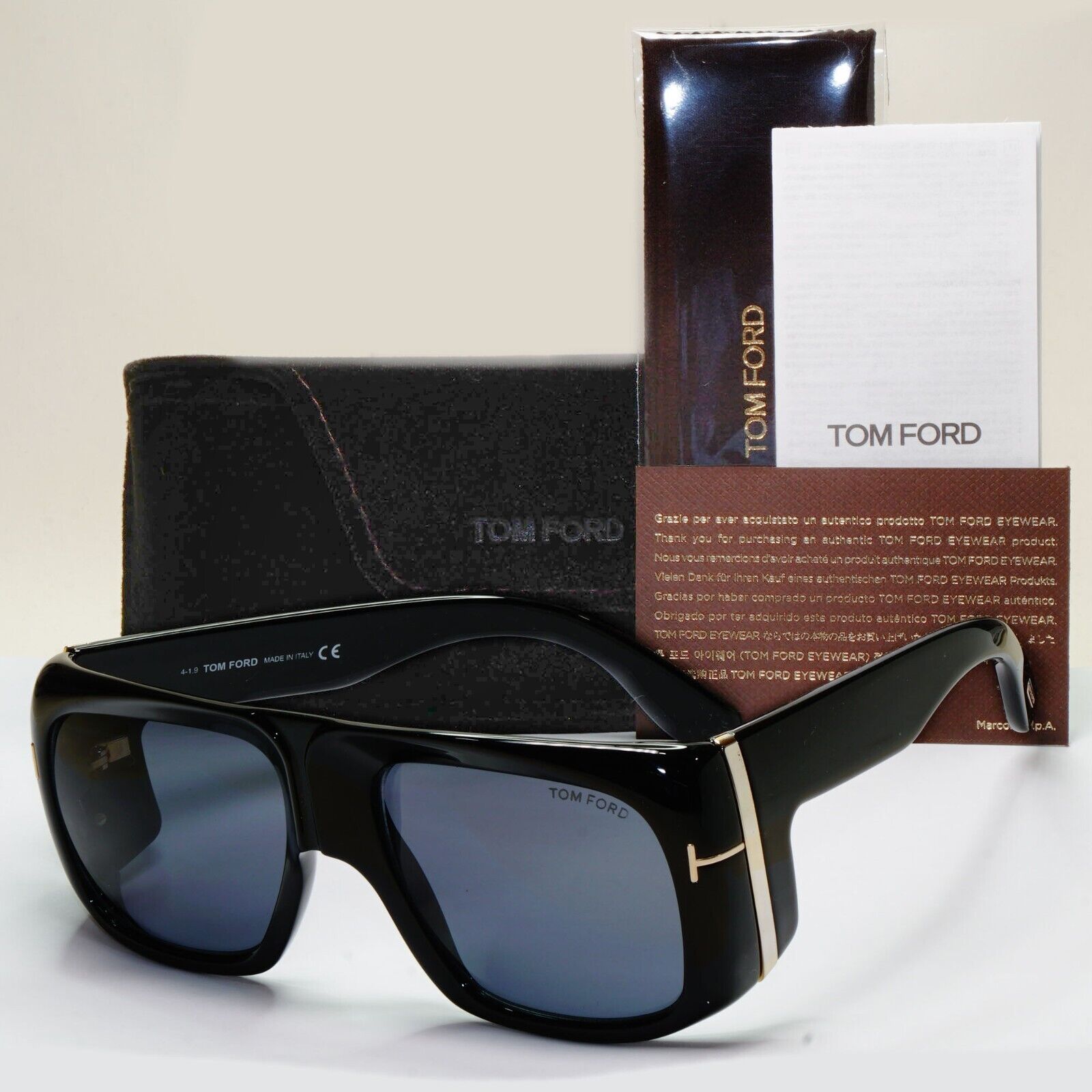 Tom Ford Sunglasses Gino Black Grey Square Oversized Large Heavy TF 733 01A