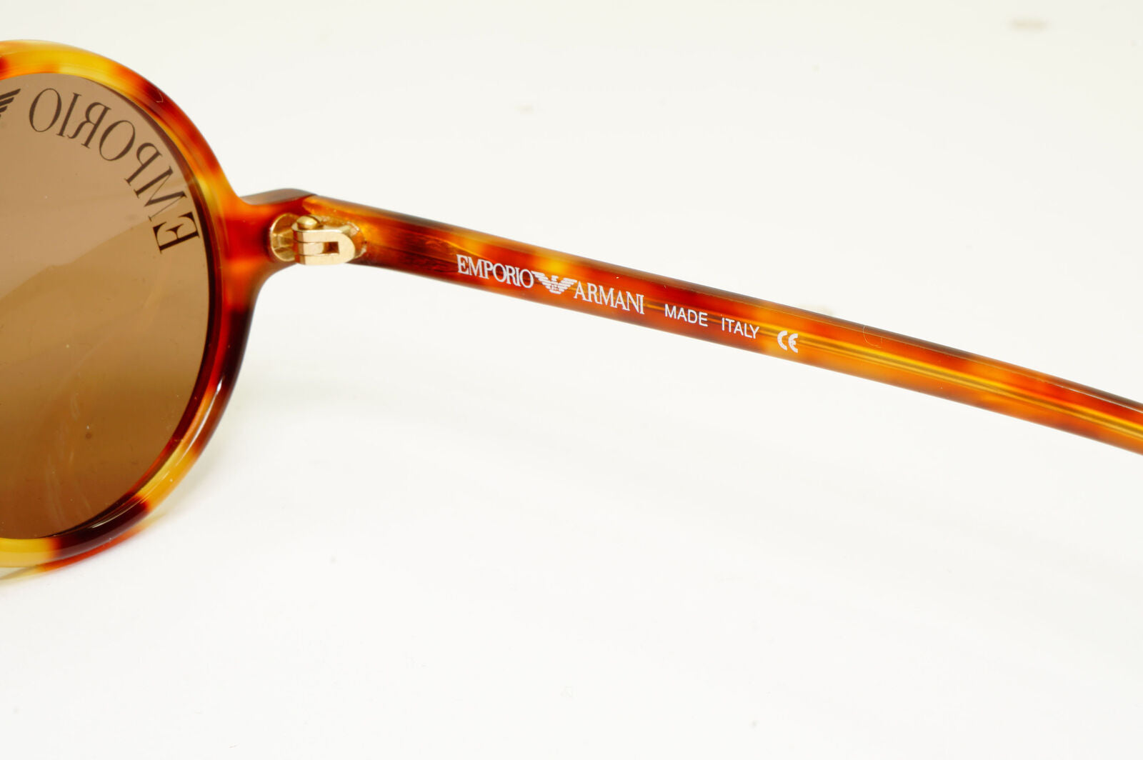 Emporio Armani 1997 Vintage Sunglasses Round Lens Logo Print Brown 523-S 144