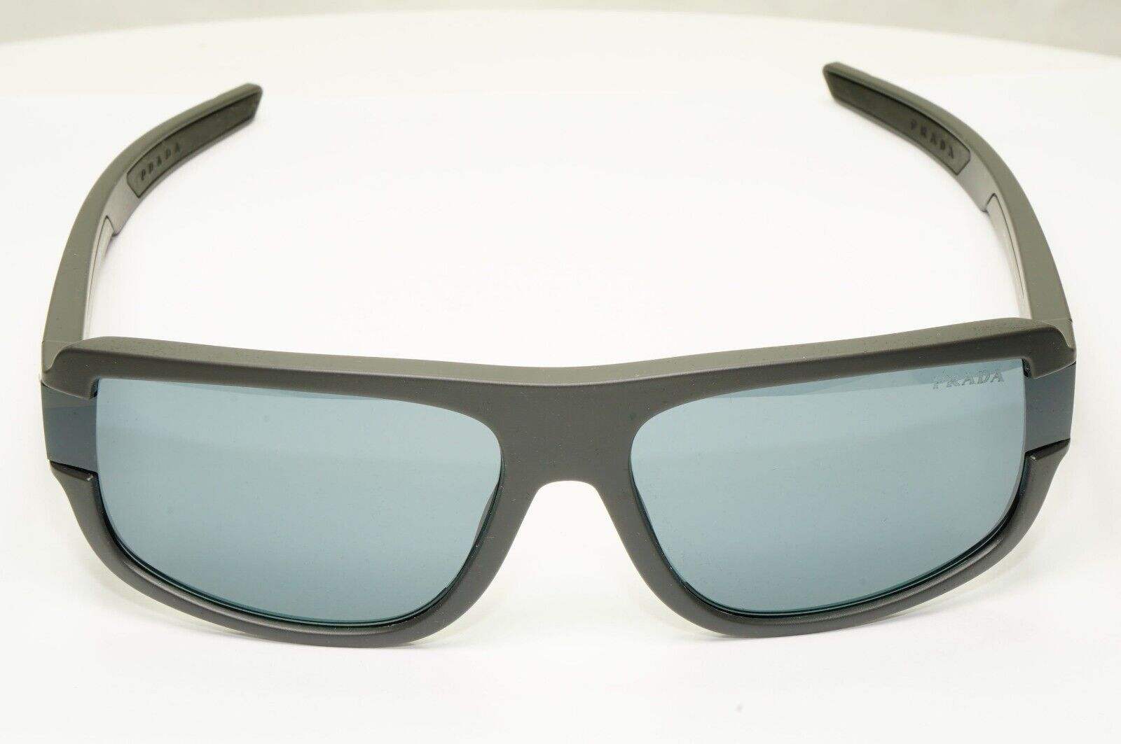 Prada Sunglasses Grey Mirror Red Stripe Rossa Rectangle SPS 03W UFK-07G PS03WS