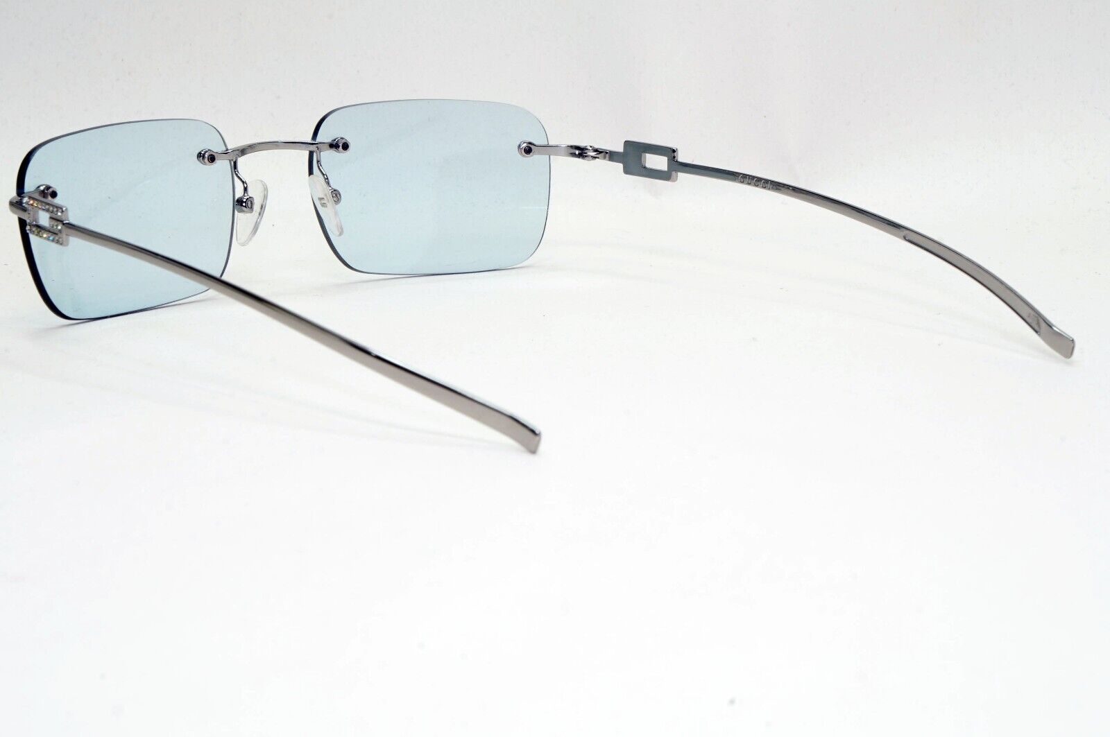 Gucci Sunglasses 1997 Vintage Rimless Blue Silver GG 1777/STRASS 6LBXY 011124