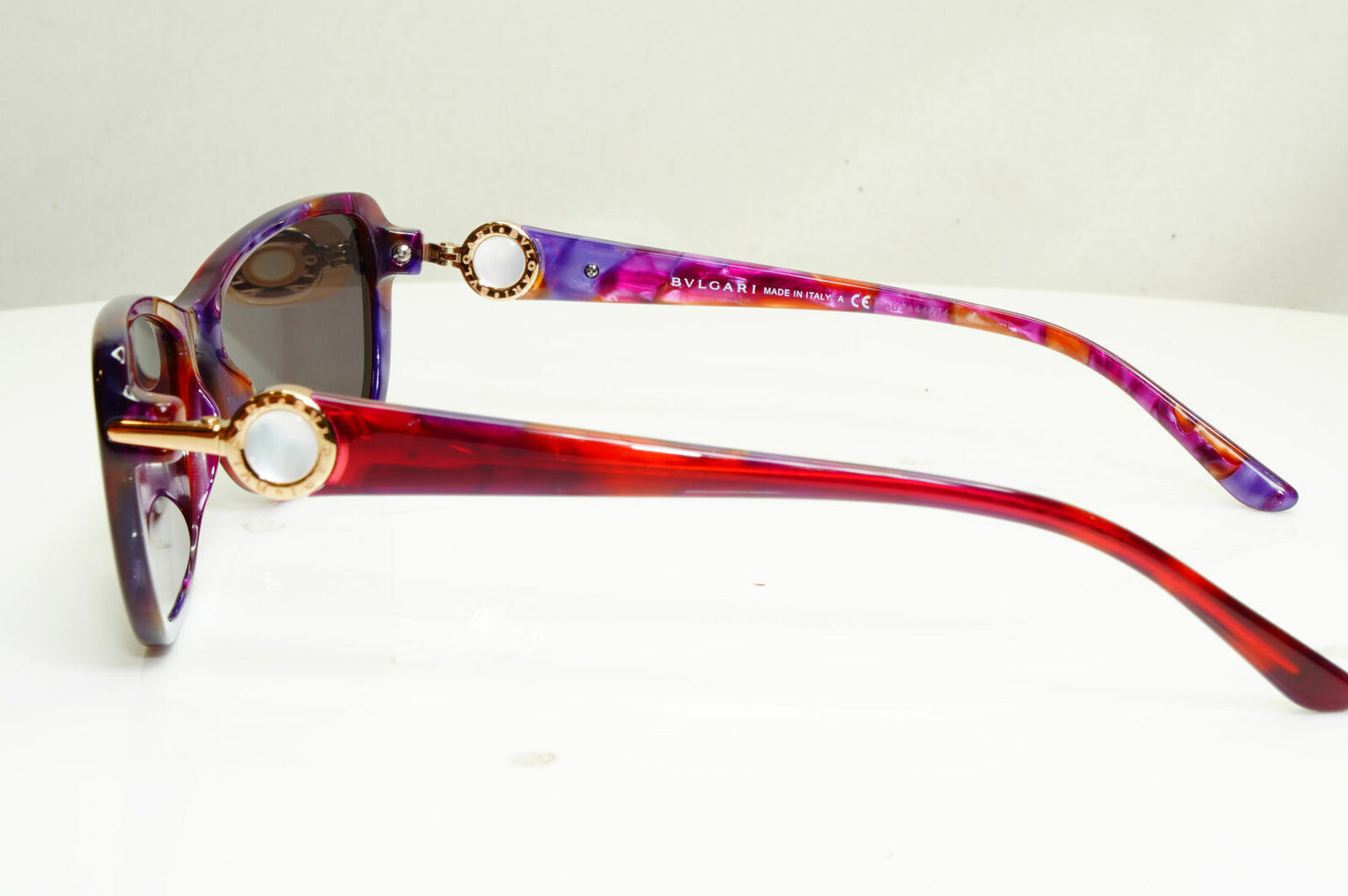 Bvlgari Pearl Gold Burgundy Sunglasses Bordo Rectangle Womens 4075 5270 30410