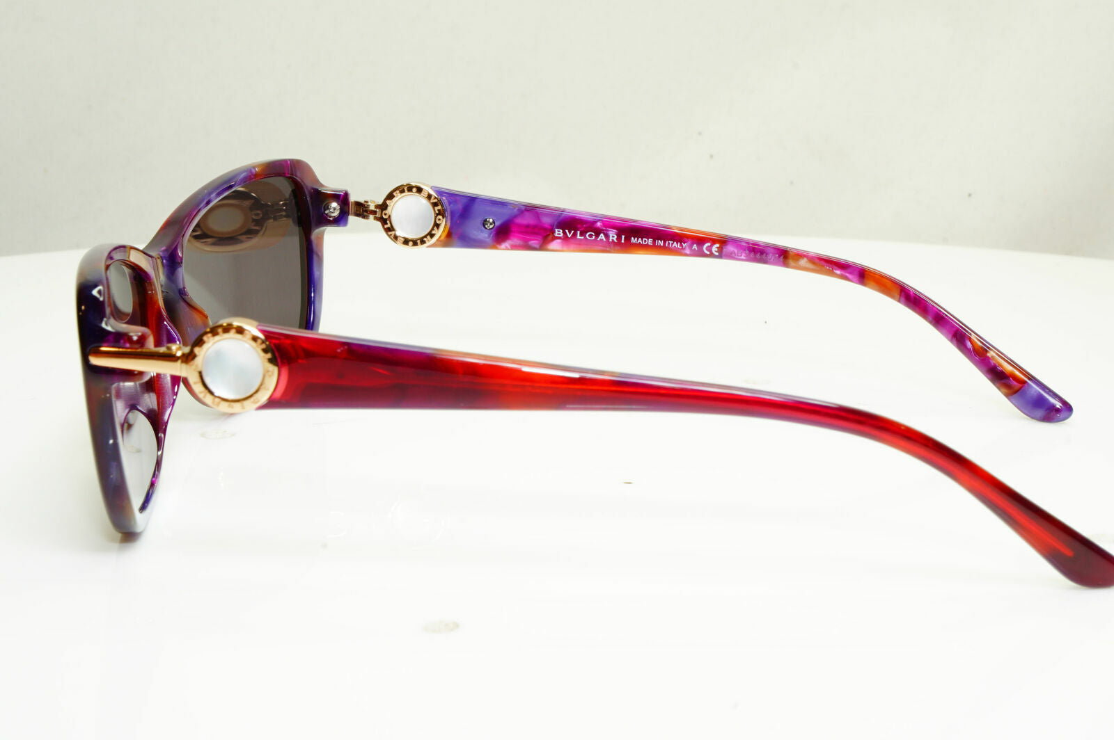 Bvlgari Pearl Gold Burgundy Sunglasses Bordo Rectangle Womens 4075 5270 30410