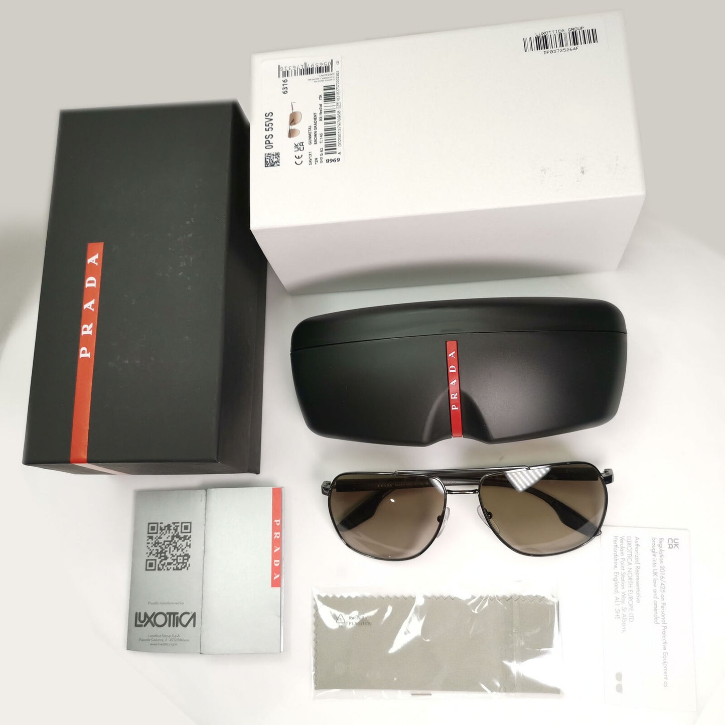 Prada Sunglasses Brown Pilot Gradient Gunmetal PS55VS SPS 55V 5AV-1X1 62mm