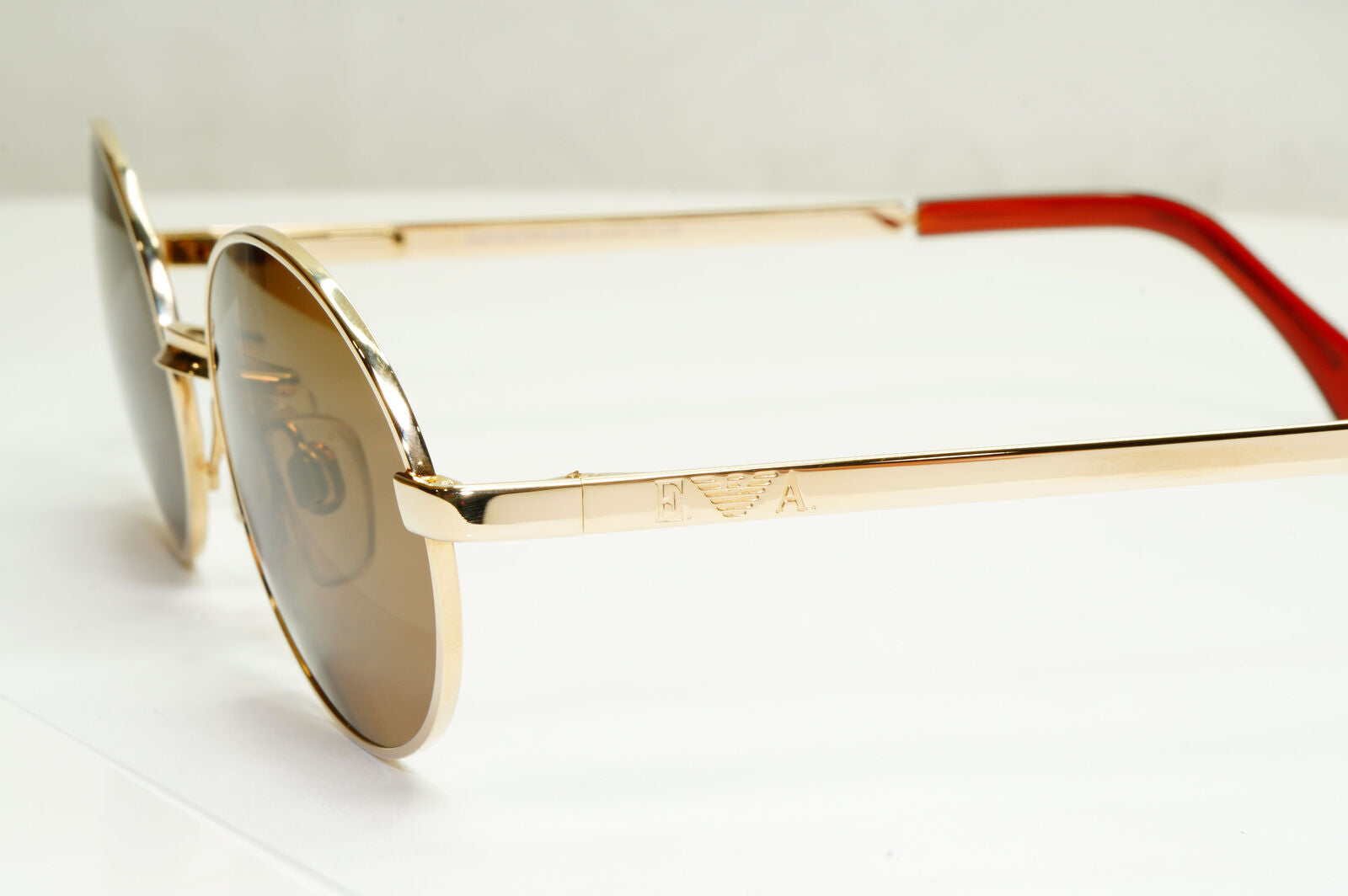 Emporio Armani Sunglasses 1997 Vintage Gold Brown Metal Oval 076 743 50mm C