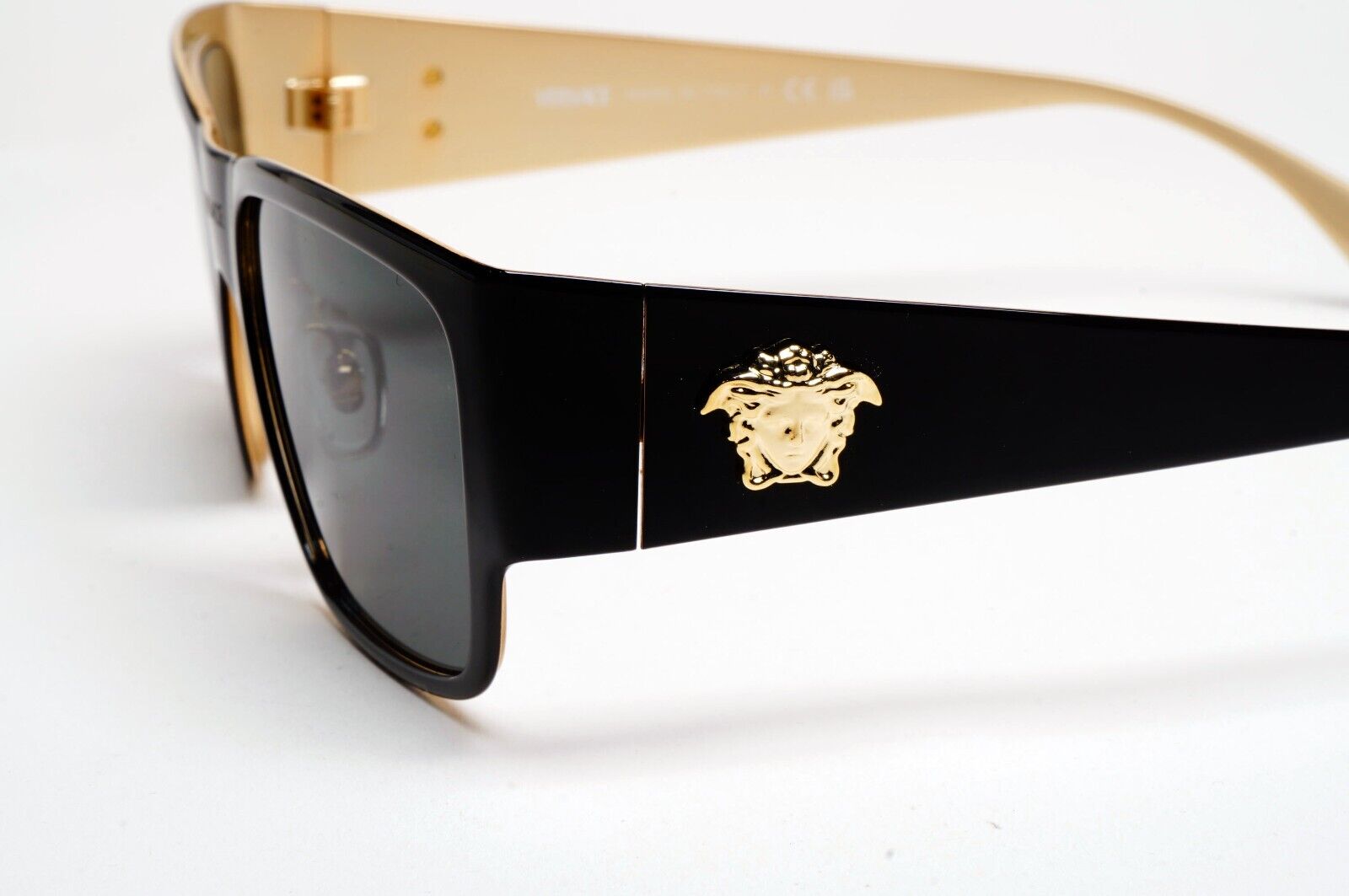 Versace Sunglasses Black Gold Medusa Square Metal MOD VE 2262 1433/87 56mm