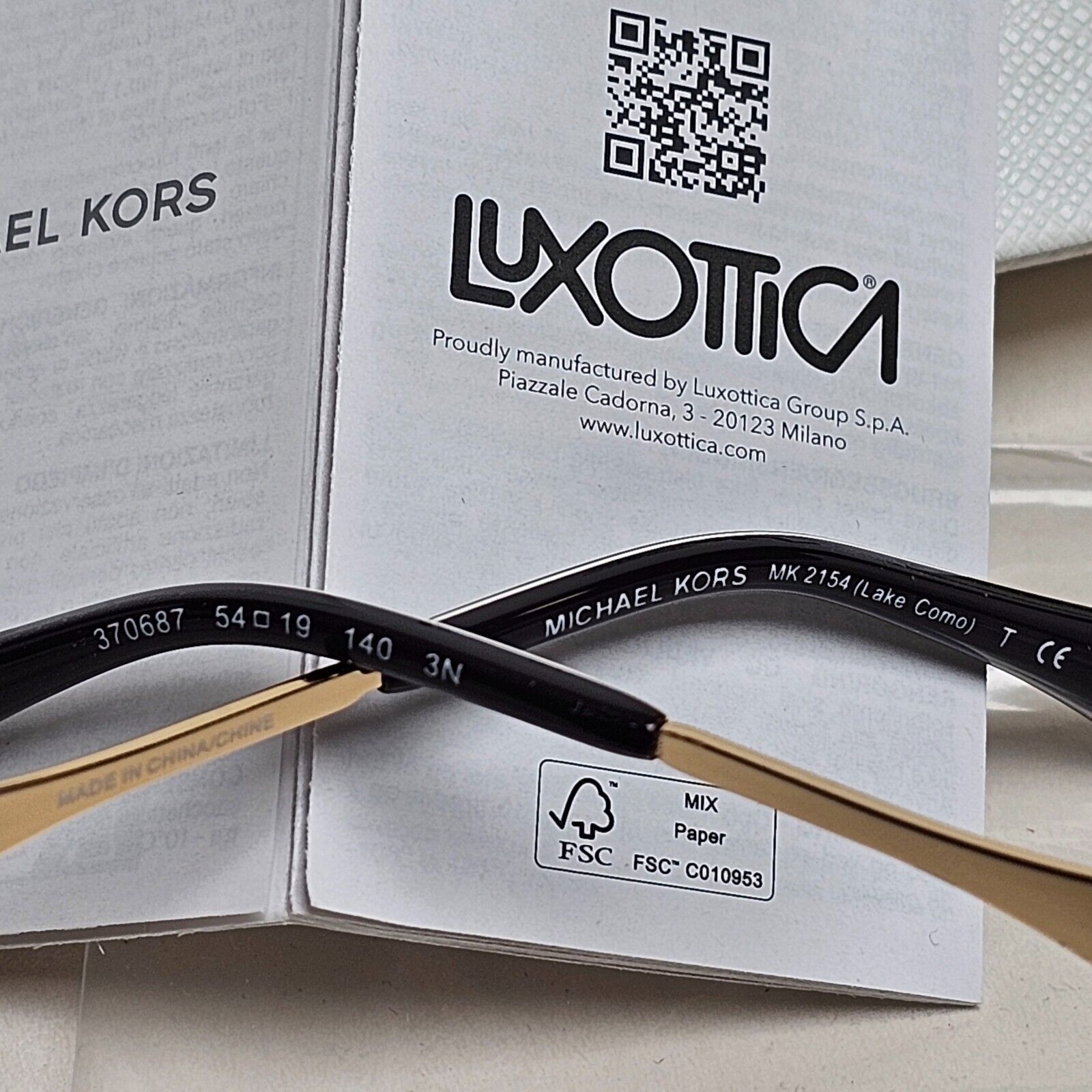 Michael Kors Sunglasses Black Gold Grey MK 2154 Lake Como 3706/87 54mm
