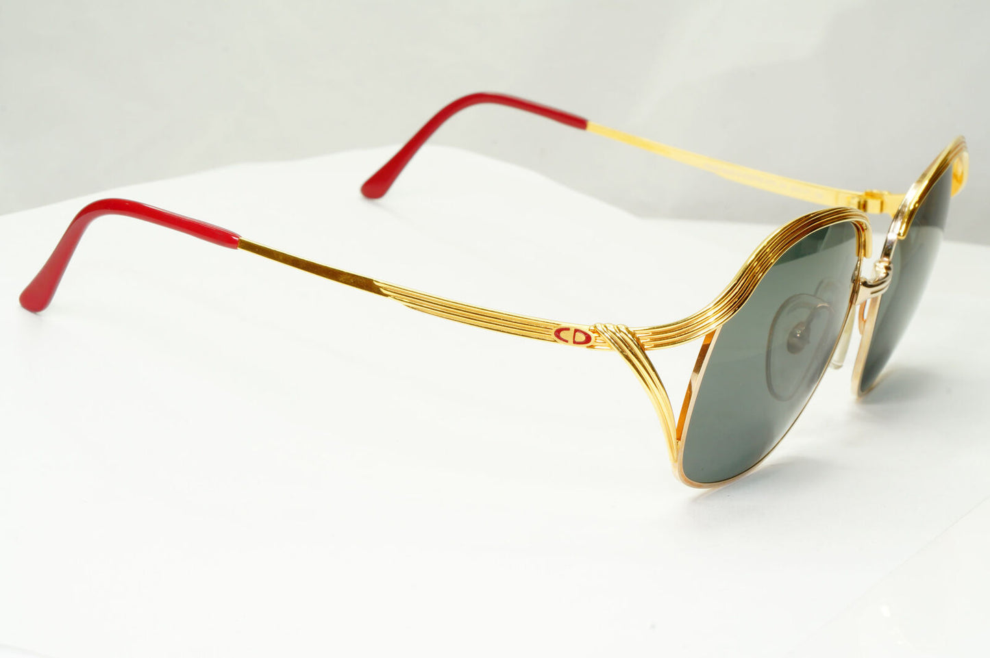 Dior 1990s Vintage Sunglasses Austria Metal Gold Grey Green 2474 44 071222