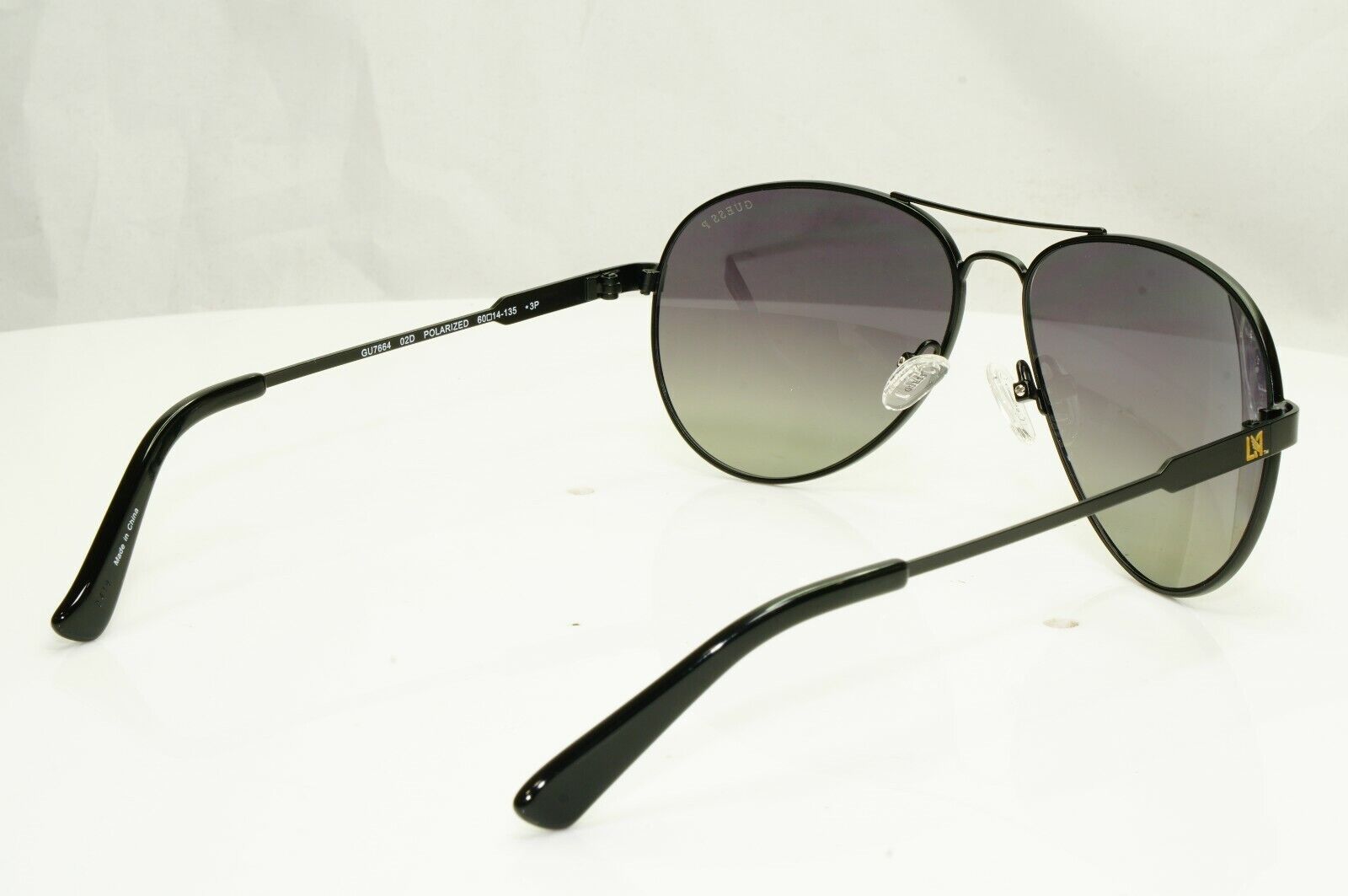 Guess Sunglasses Black Polarized Pilot Metal Gradient Smoke GU 7664 02D 60mm
