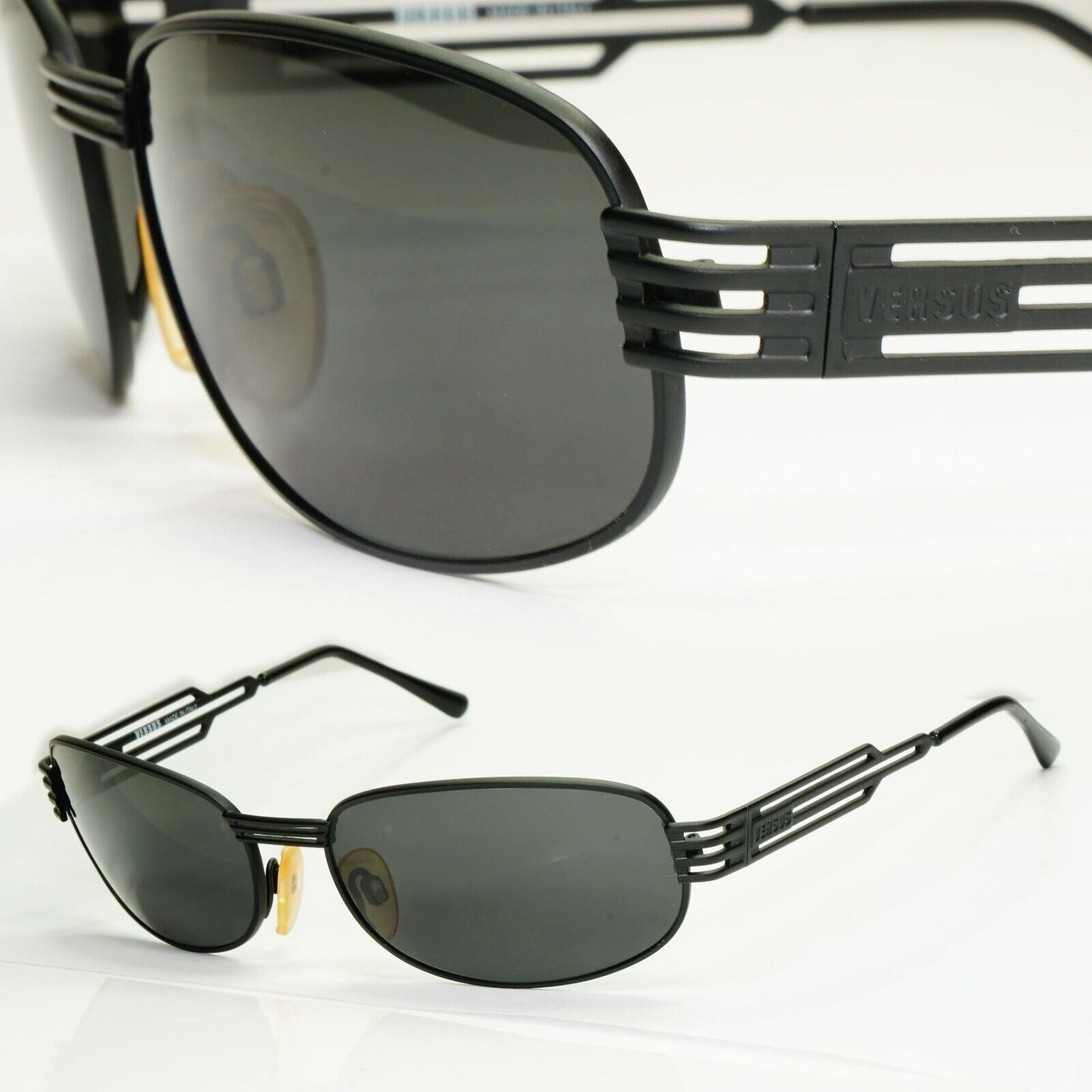 Versus 1996 by Gianni Versace Vintage Matte Black Sunglasses MOD F36 COL 028