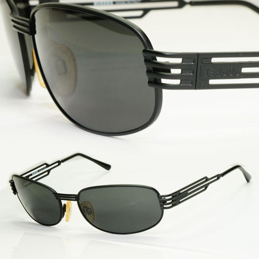 Versus 1996 by Gianni Versace Vintage Matte Black Sunglasses MOD F36 COL 028