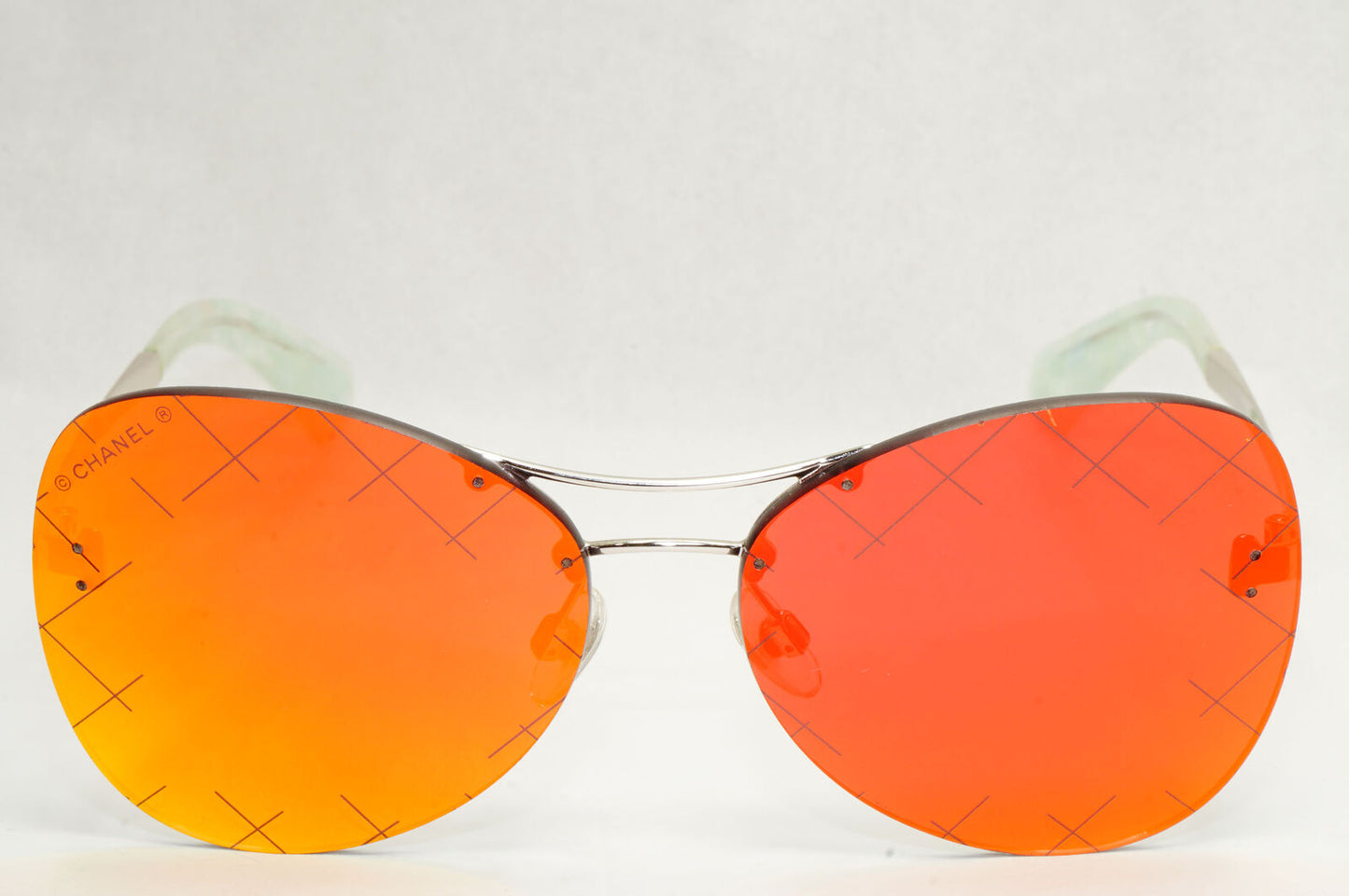 Chanel Sunglasses Mirrored Orange Yellow Silver Rimless 4218 c.124/6Q