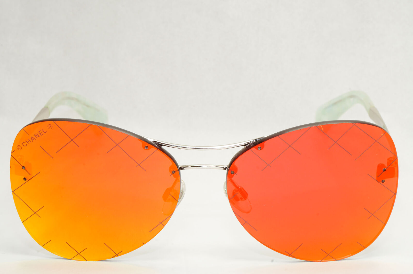 Chanel Sunglasses Mirrored Orange Yellow Silver Rimless 4218 c.124/6Q