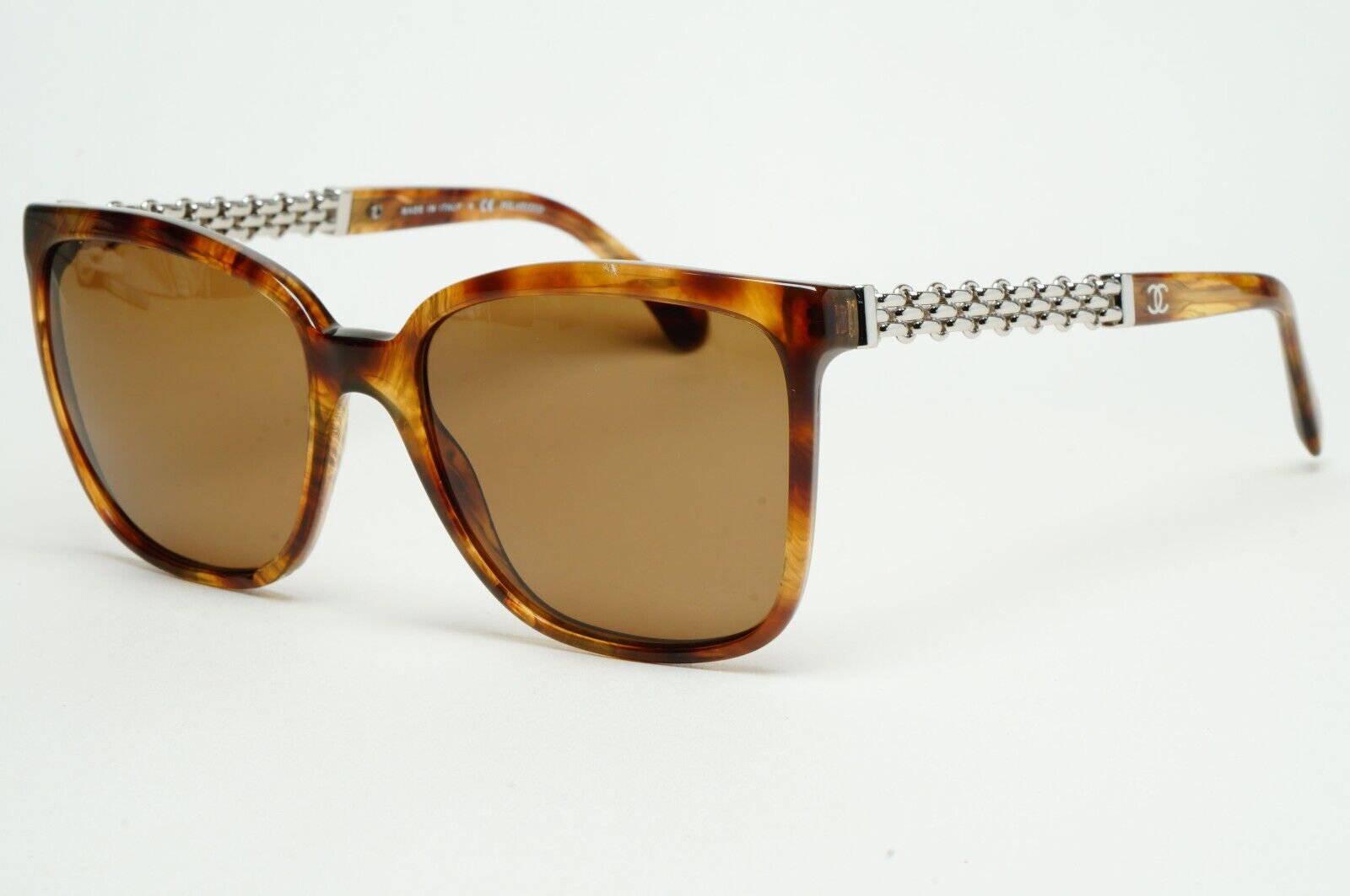 Chanel Sunglasses Chain Brown Tortoise Silver Square 5325 c.1525 54mm 261124