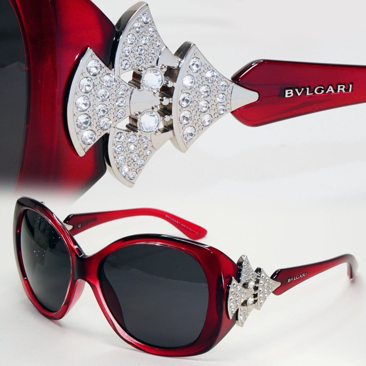 Bvlgari Sunglasses 2015 Dark Red Black Crystal Diamante 8126-B 1001/11 311024