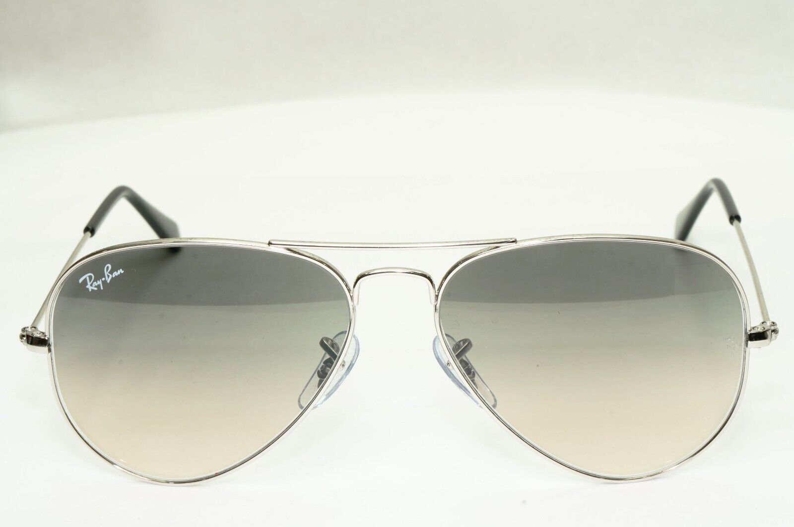 Ray-Ban Sunglasses Silver Gradient Grey Metal Small RB 3025 Aviator 003/32 55mm