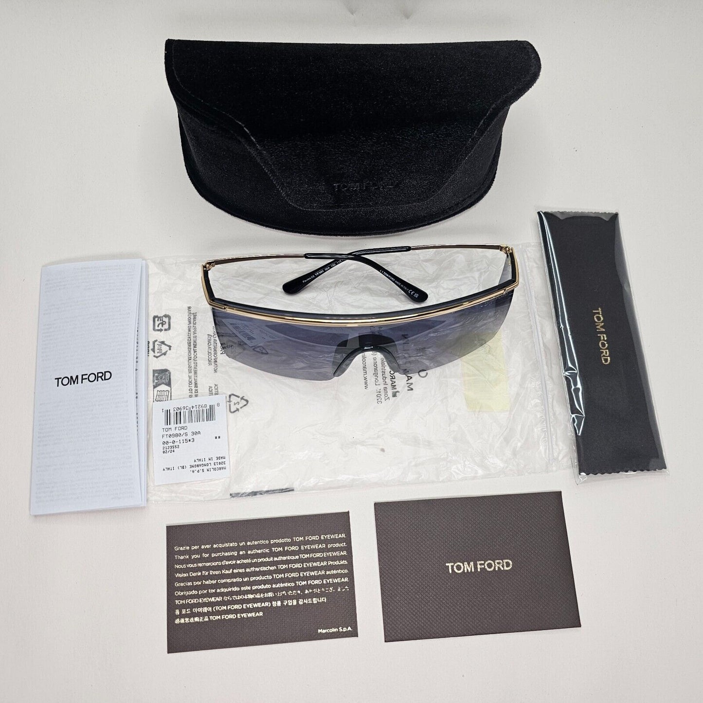 Tom Ford Sunglasses Pavlos-02 Gold Grey Shield Square FT0980 TF 980 30A