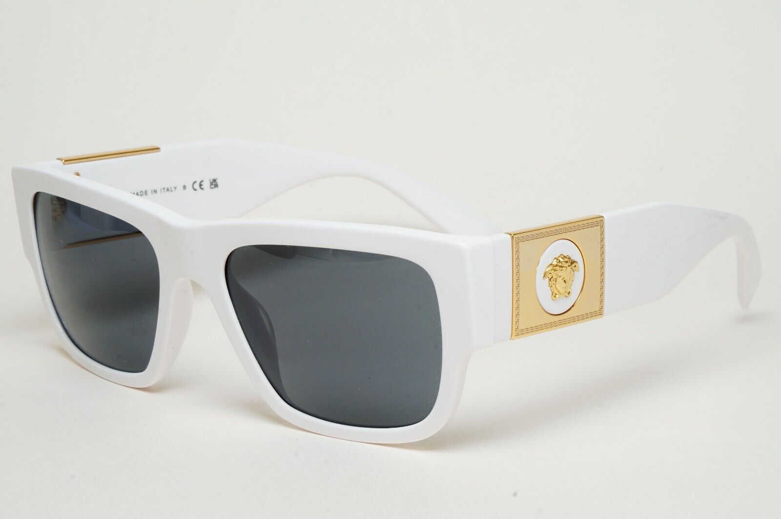 Versace Sunglasses White Gold Medusa Grey Square MOD VE 4406 314/87 56mm