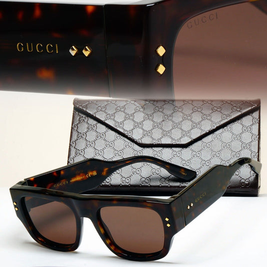 Gucci Sunglasses 2023 Brown Tortosise Square Heavy Thick GG1262S 002 290125
