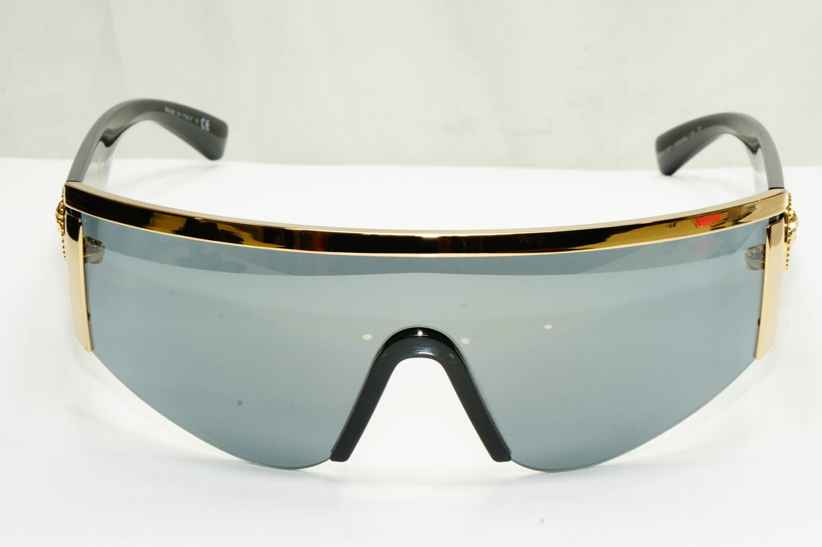 Versace Gold Medusa Shield Visor Sunglasses Mens Black 1996 Tribute 2197 1000/6G