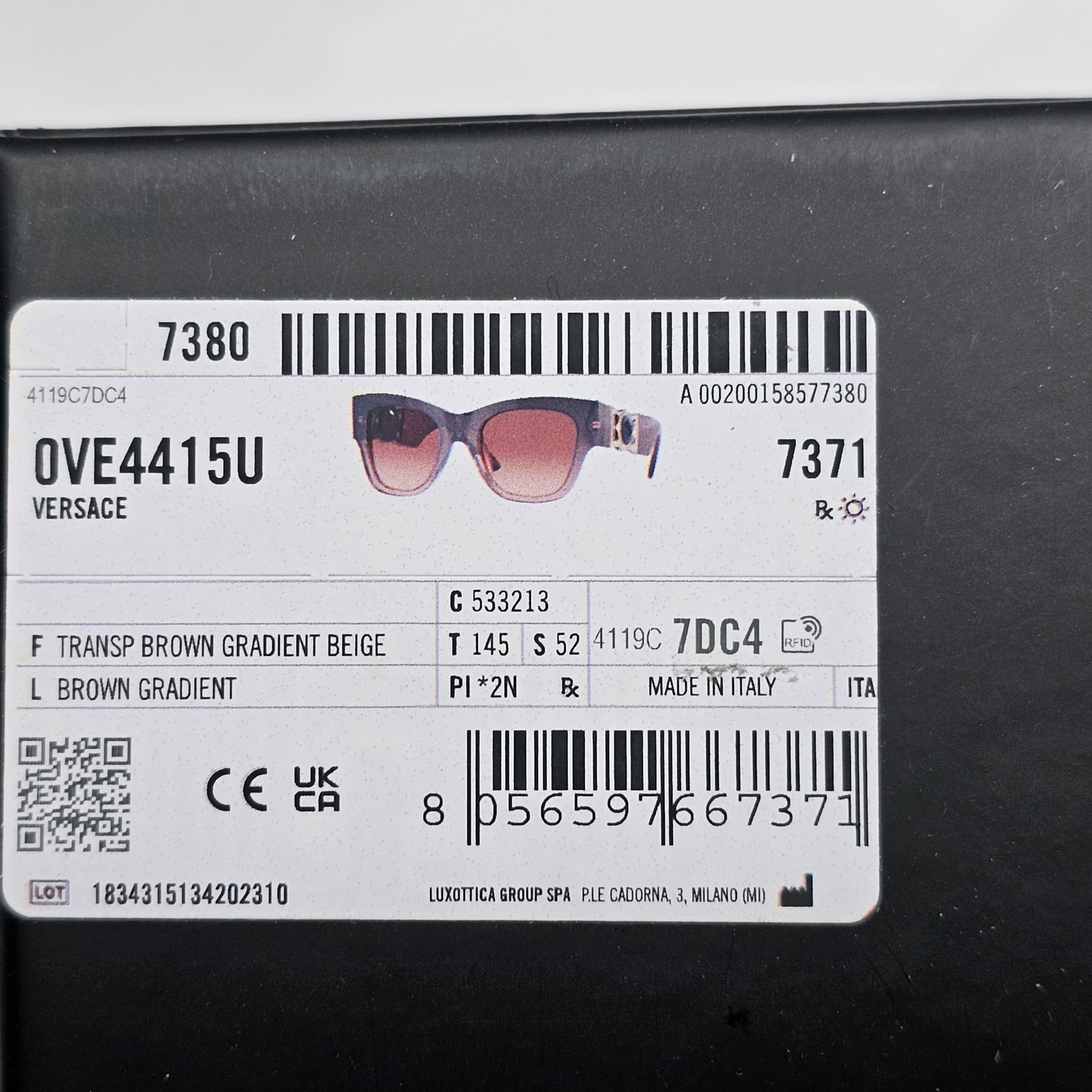 Versace Sunglasses Brown Gold Medus Square Transparent MOD VE 4415-U 5332/13