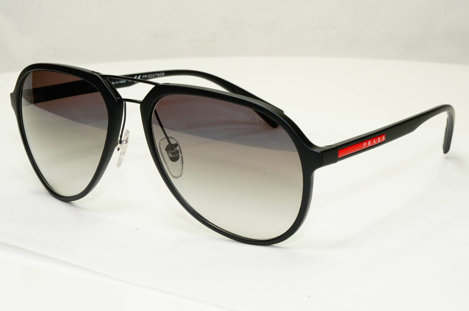 Prada Sunglasses Black Pilot Grey Gradient PS05RS SPS 05R DG0-0A7 58mm