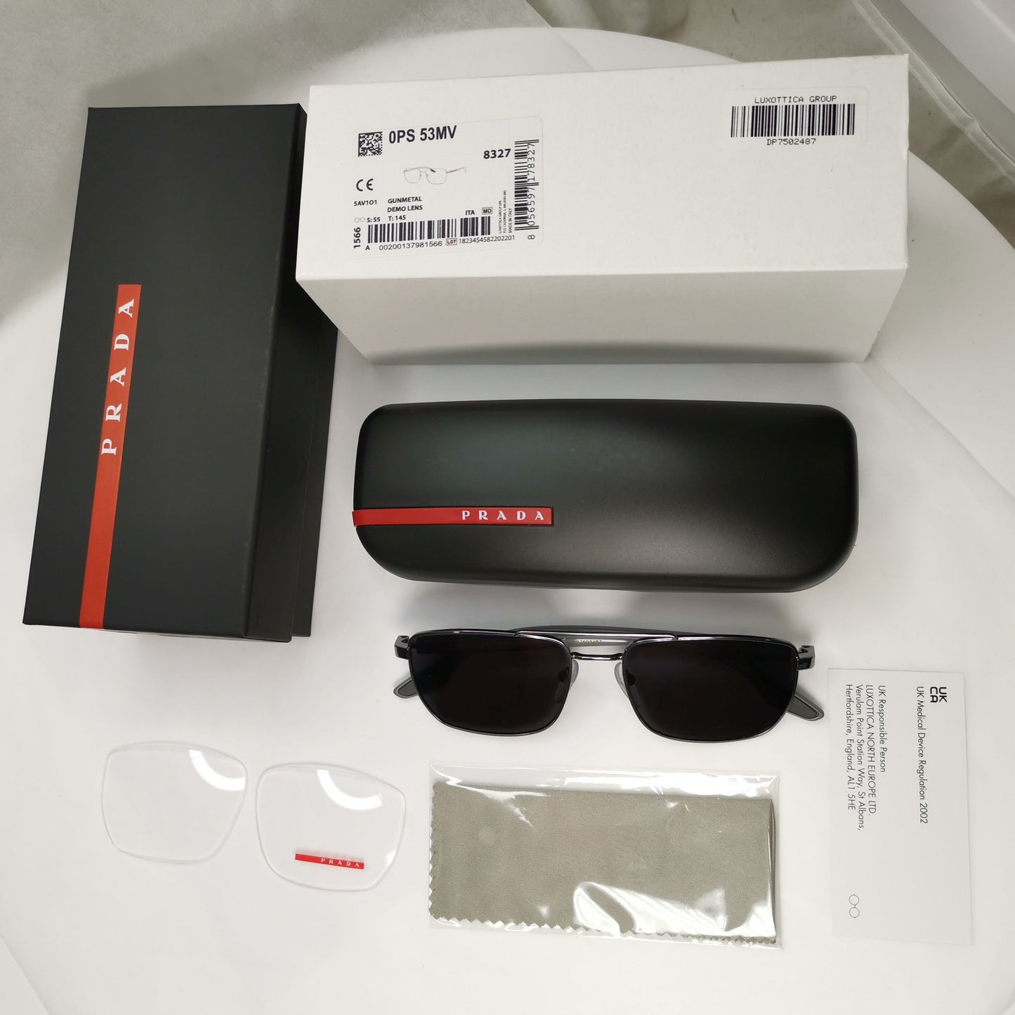 Prada Sunglasses Black Grey Gunmetal Square Navigator PS53MV VPS 53M 5AV1O1 55mm