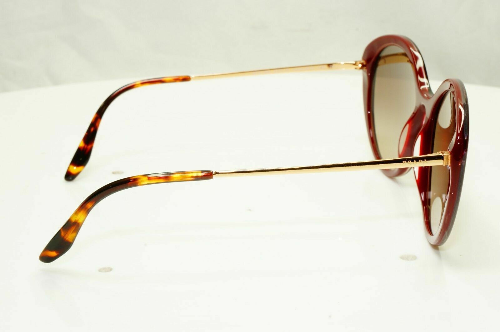 Prada Red Gold Sunglasses Burgundy Bordo Maroon Large Oversized SPR 18X UAN-3D0