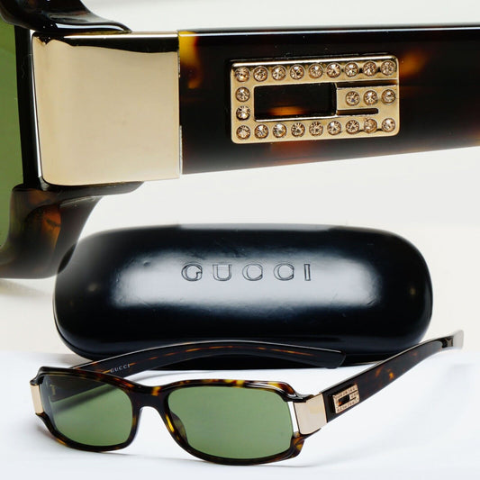 Gucci Sunglasses 1998 Vintage Brown Rectangle Small GG 2548/STRASS 086 180125