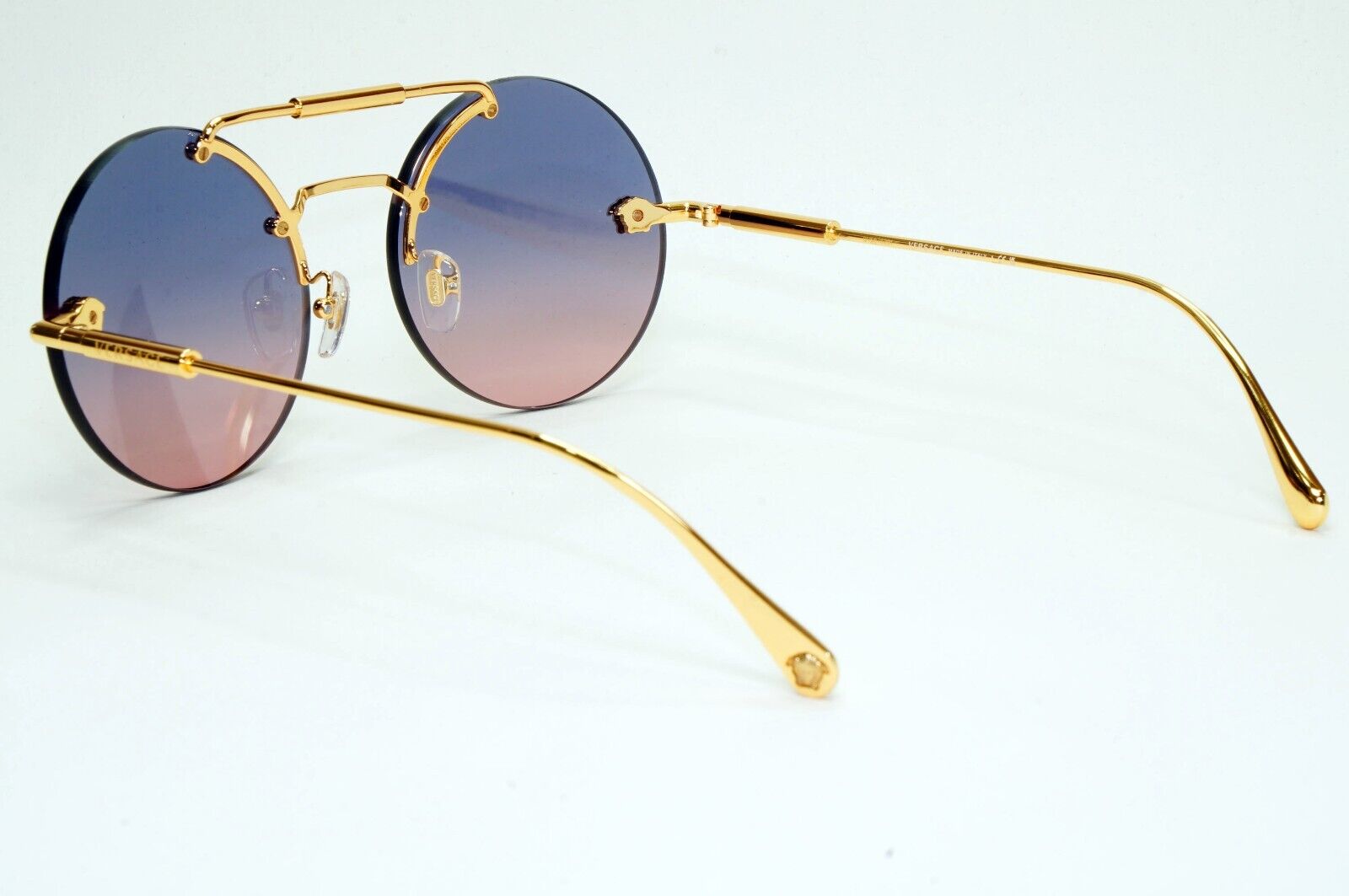 Versace Sunglasses Rimless Gold Medusa Blue Gradient Pink MOD VE 2244 1002/I6