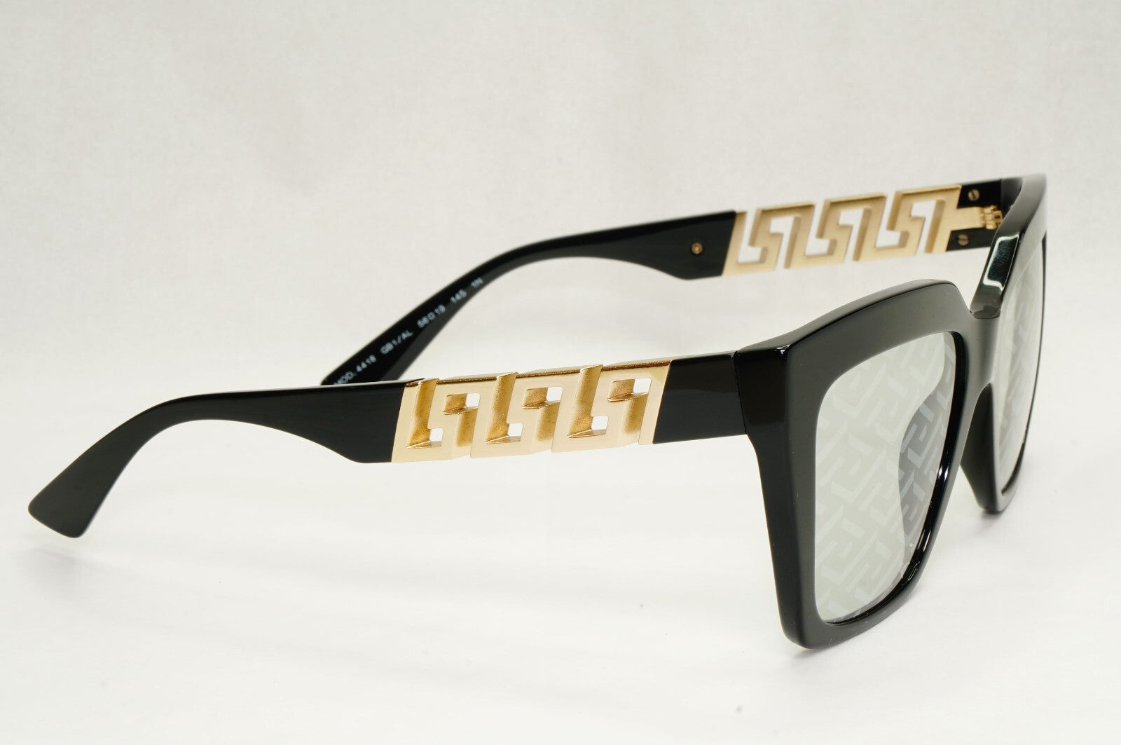 Versace Sunglasses Monogram Mirror Black Gold Meander MOD VE 4418 GB1/AL