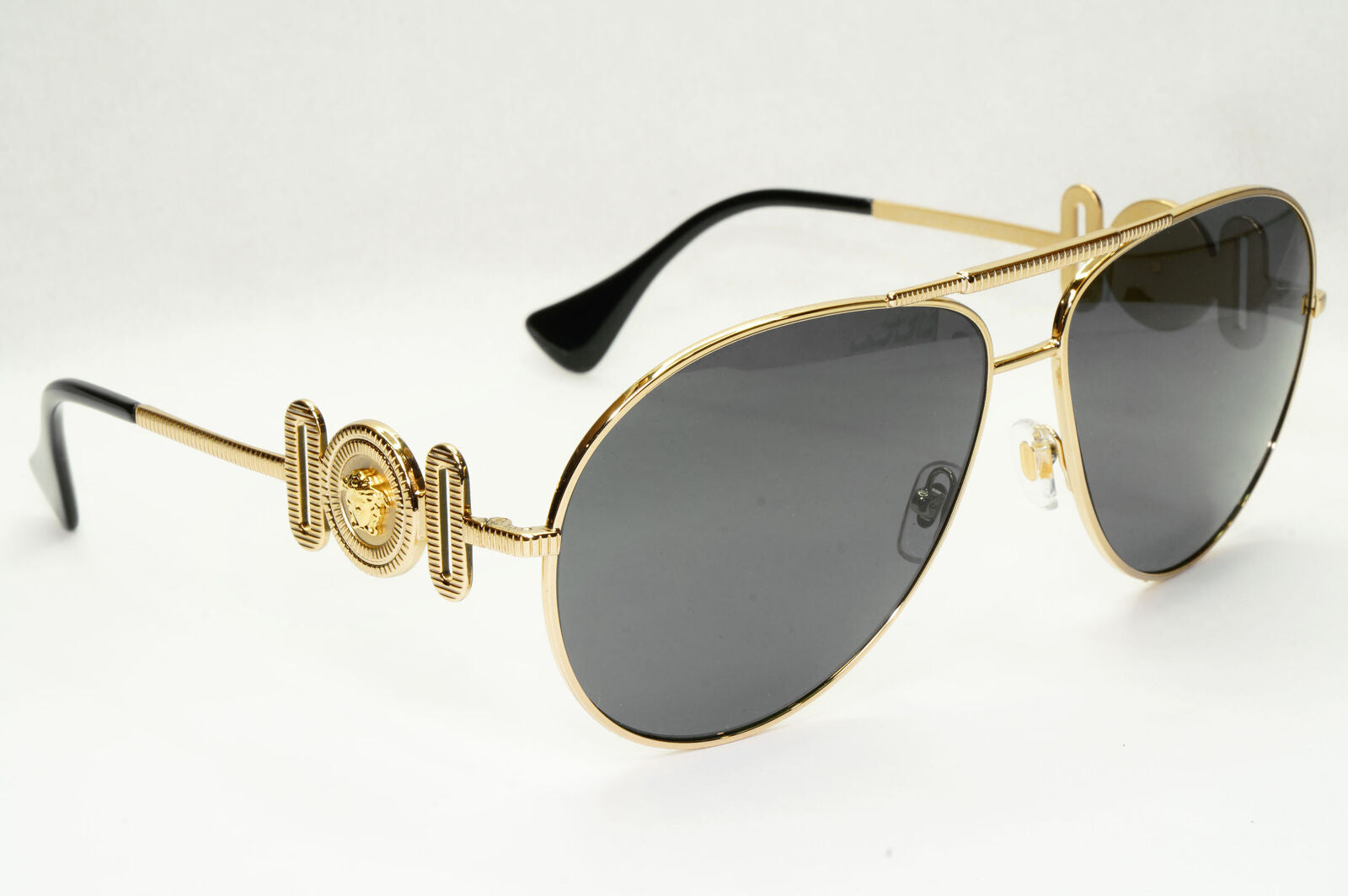 Versace Sunglasses Gold Pilot Metal Medusa Black Large MOD 2249 1002/87