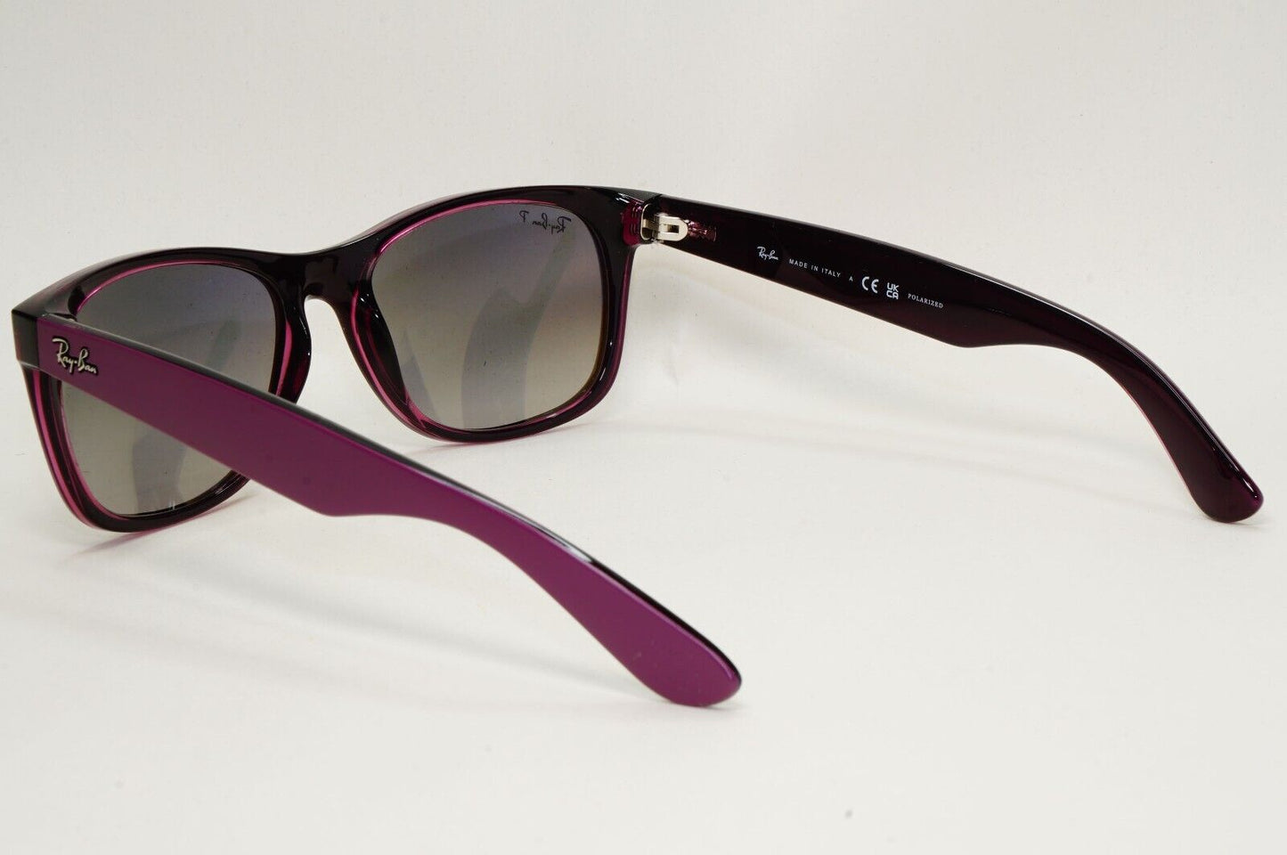 Ray-Ban Sunglasses Polarised New Wayfarer Grey Violet RB 2132 6606/M3 58mm Large