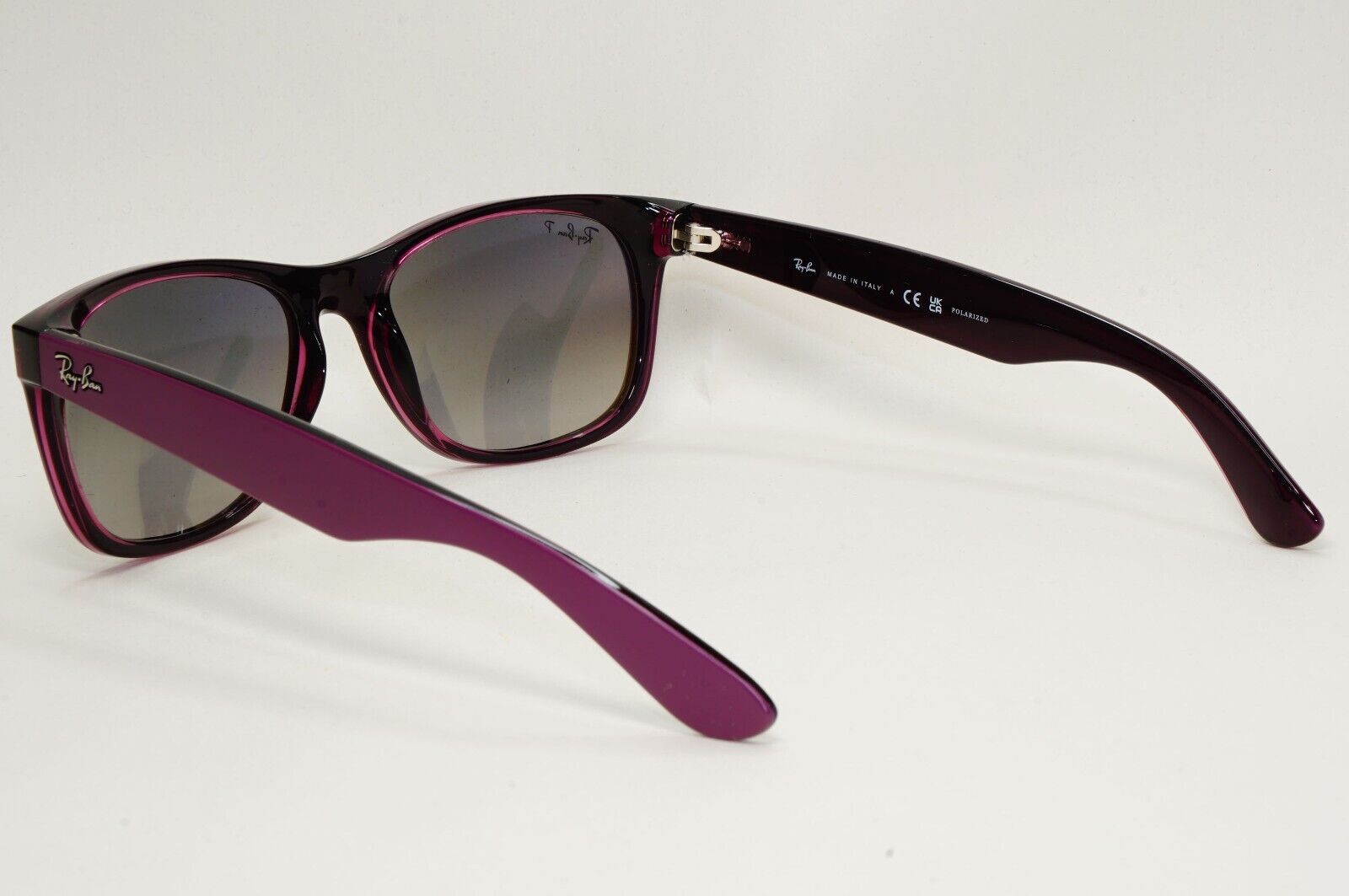 Ray-Ban Sunglasses Polarised New Wayfarer Grey Violet RB 2132 6606/M3 58mm Large