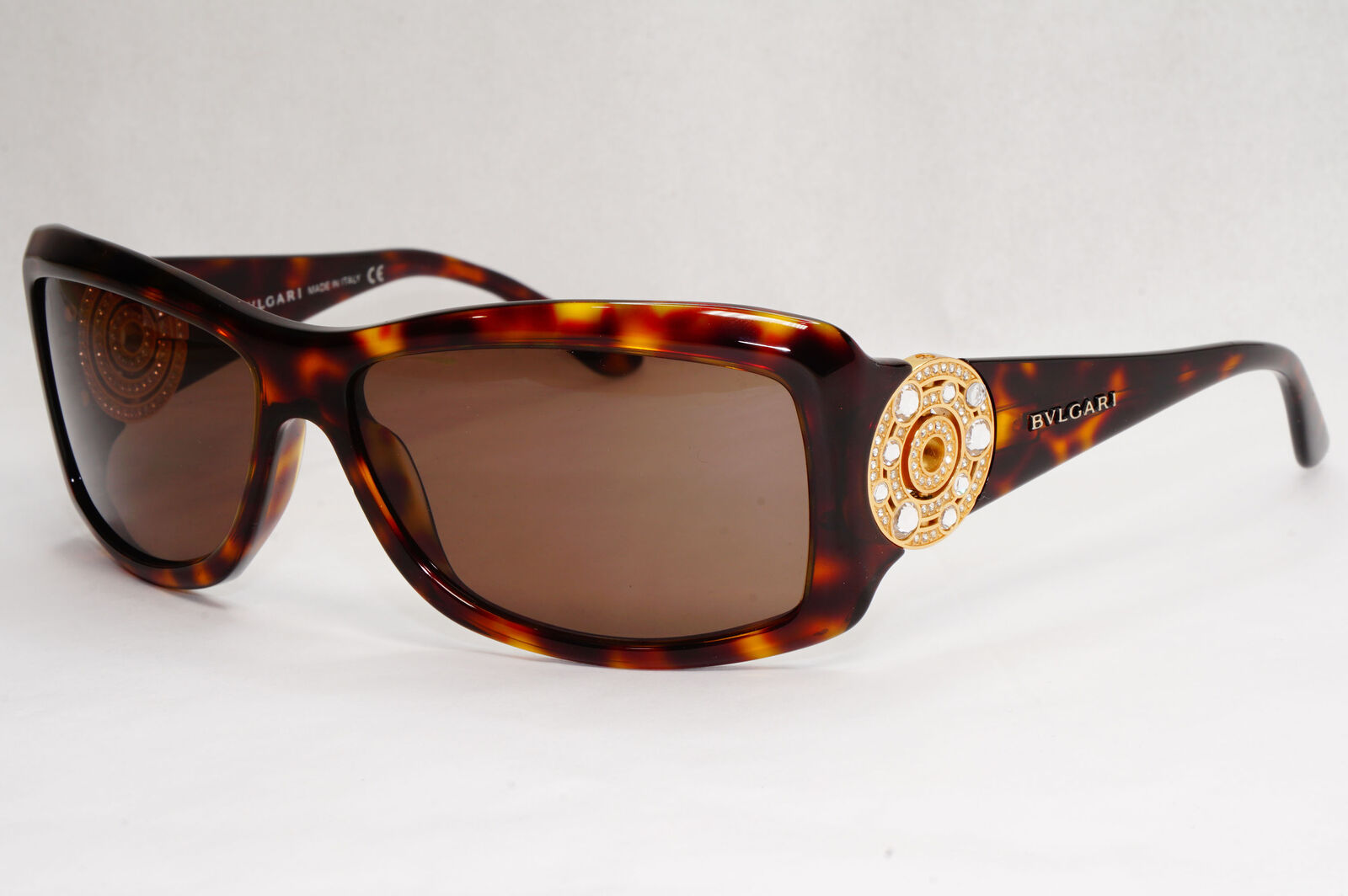 Bvlgari Sunglasses Crystal Brown Tortoiseshell Square 8007-B 851/73 050124