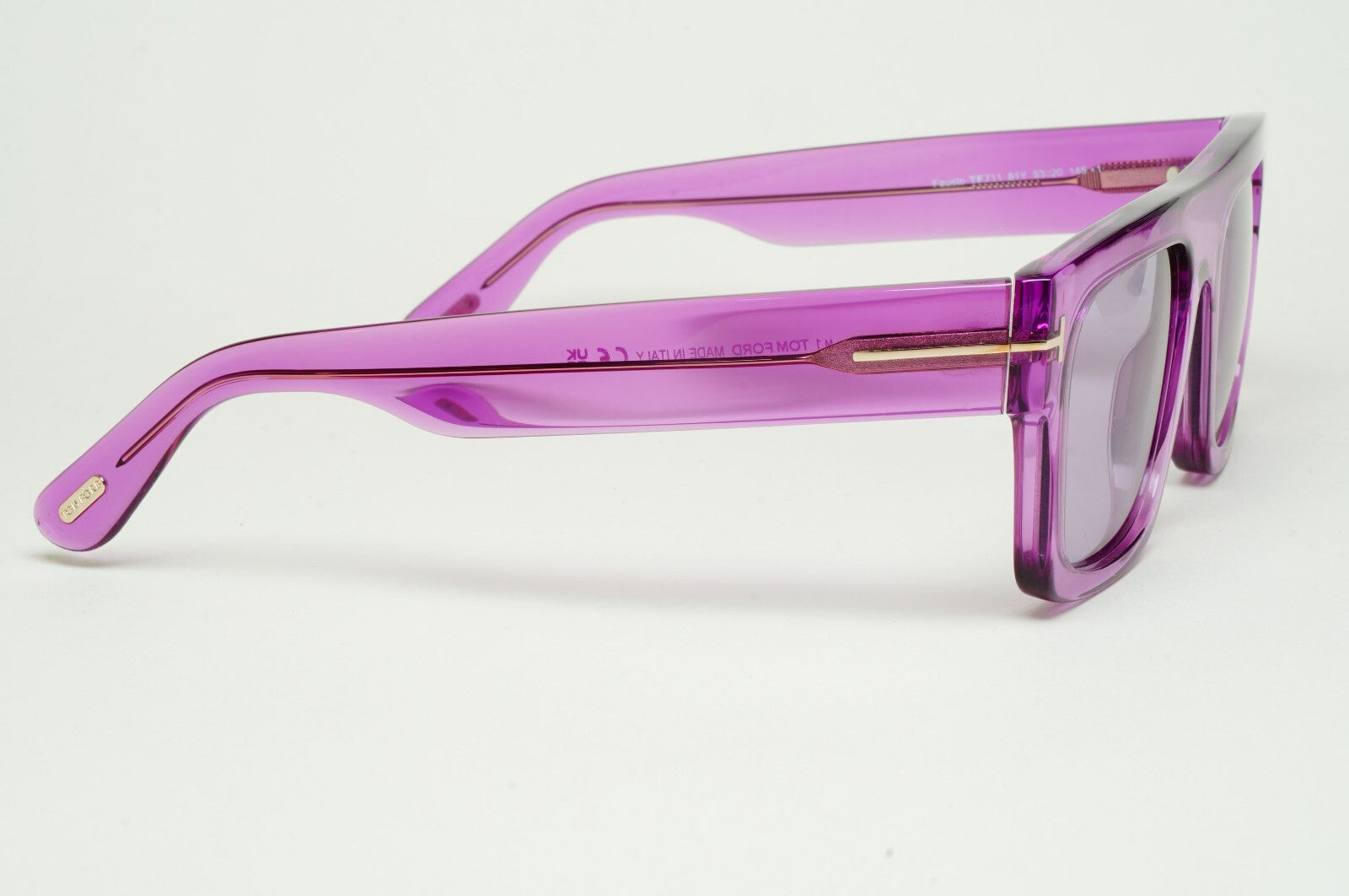 Tom Ford Sunglasses Fausto Violet Transparent Square FT0711 TF 711 81Y 53mm