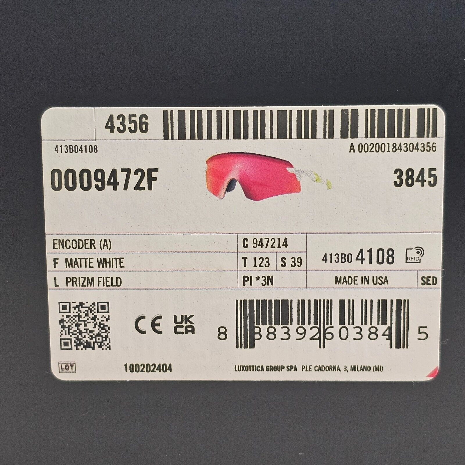 Oakley Sunglasses Encoder (A) White Prizm Field Red Shield OO 9272-F 14