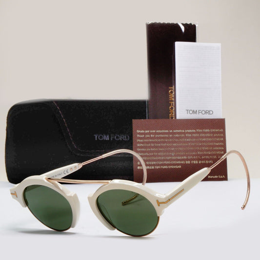 Tom Ford Sunglasses Farrah-02 Ear Loop White Green Gold FT0631 TF 631 25N 49mm