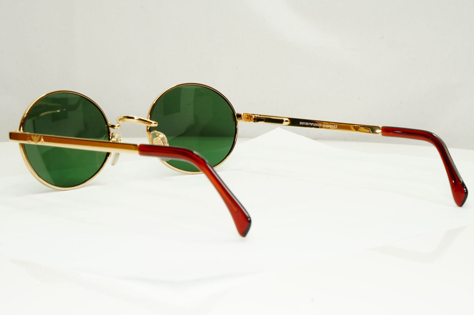 Emporio Armani Sunglasses 1997 Vintage Gold Green Metal Oval 076 743 50mm B