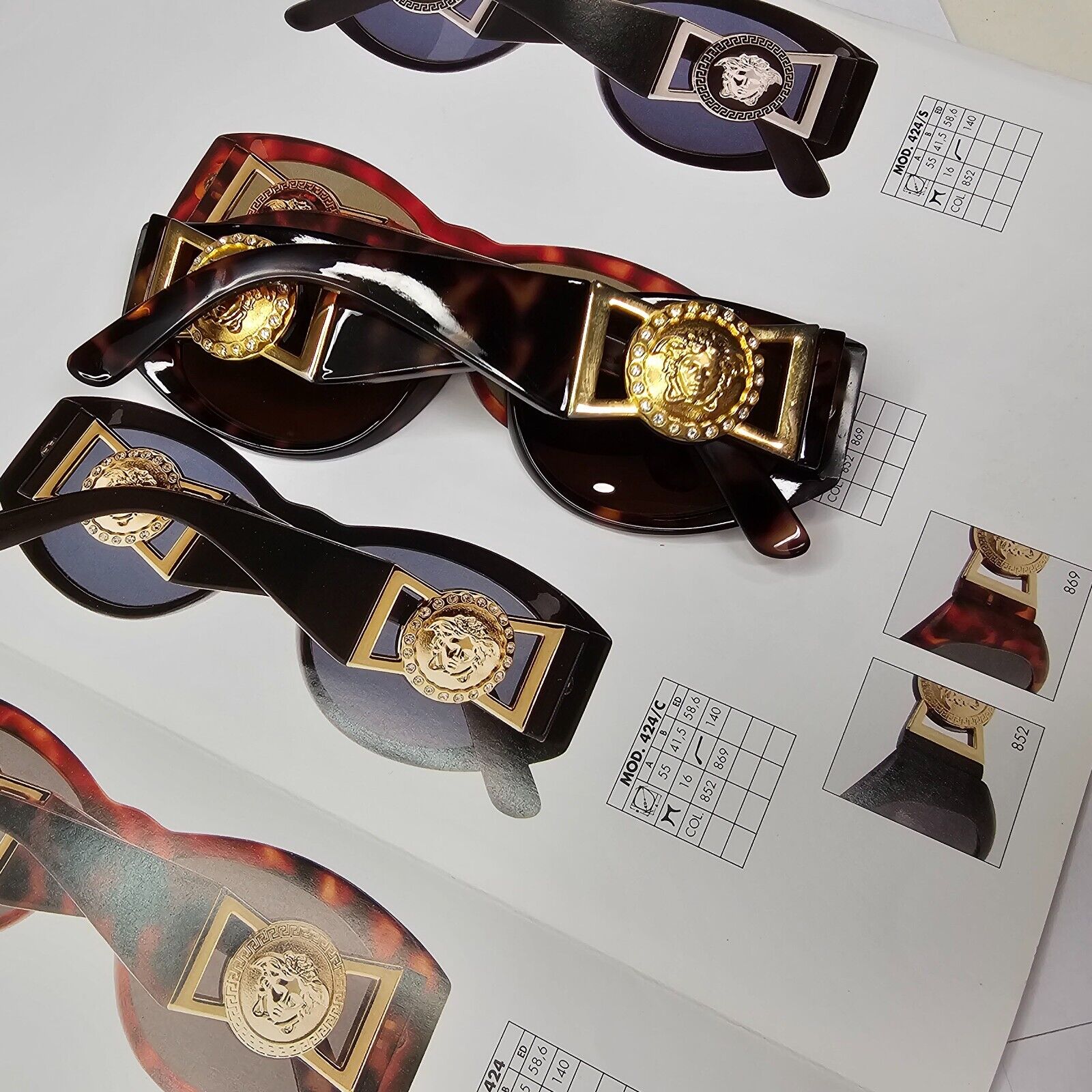 Gianni Versace Sunglasses 1996 Vintage Brown Gold MOD 424/C RH 869 Biggie 111223