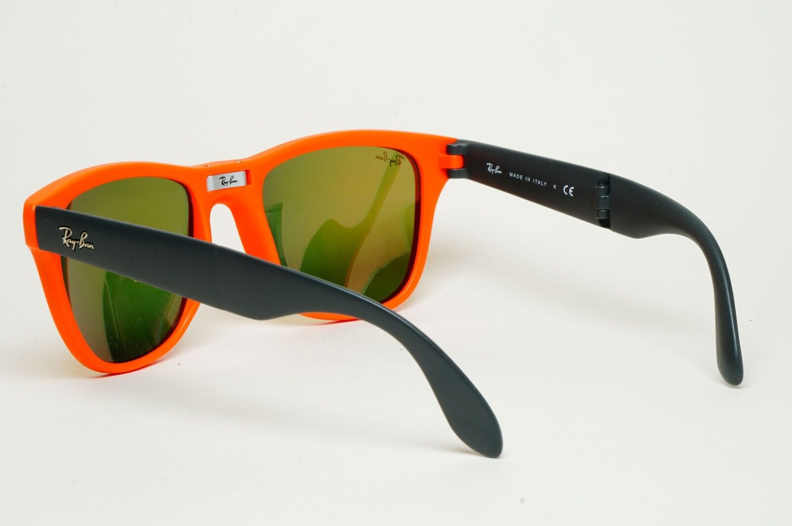 Ray-Ban Sunglasses Folding Wayfarer Orange Mirror Black RB 4105 6019/69 54mm